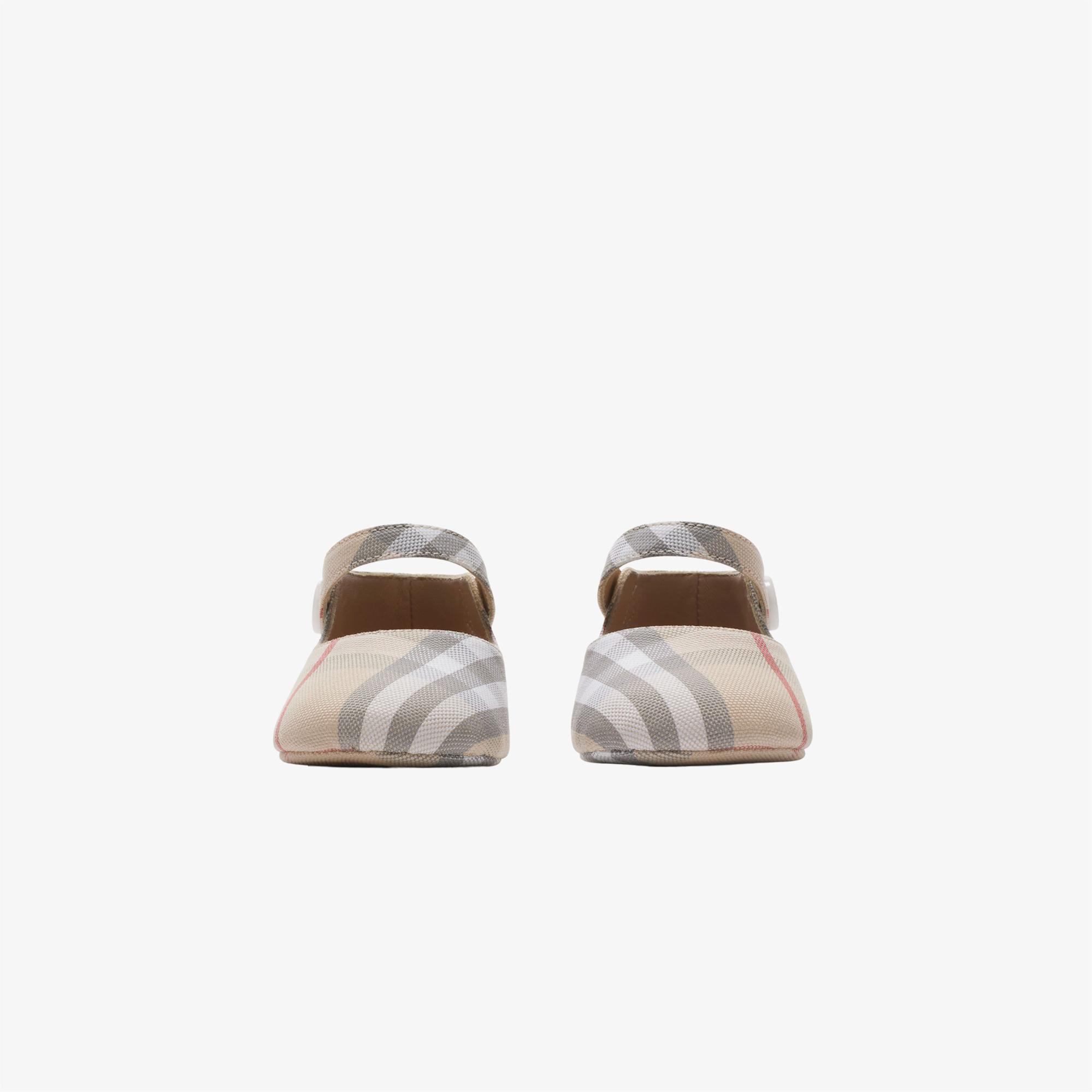Burberry Check Pamuklu Mary Jane Çocuk Bej Sneaker