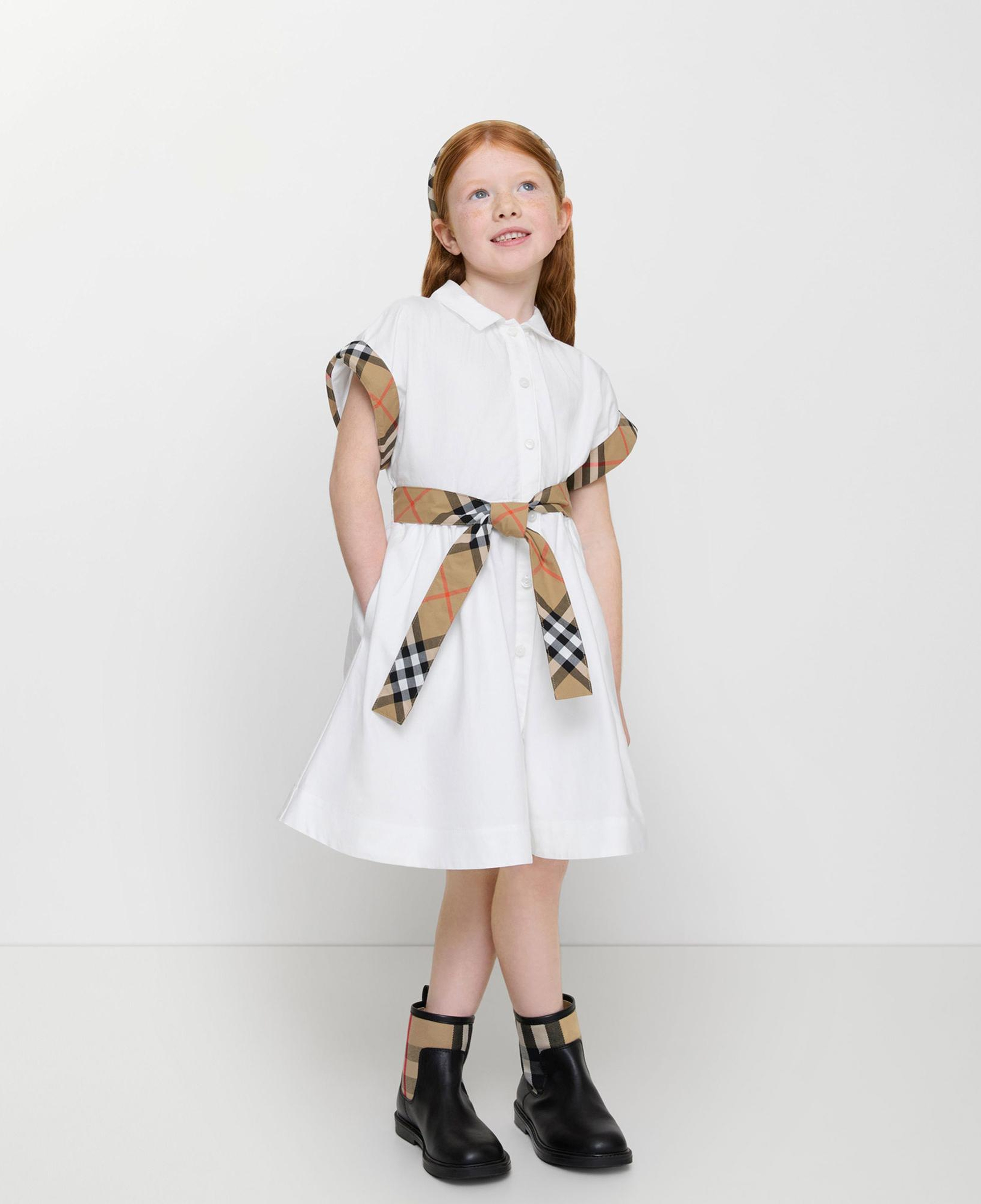 Burberry Juılıet Check Çocuk Beyaz Elbise