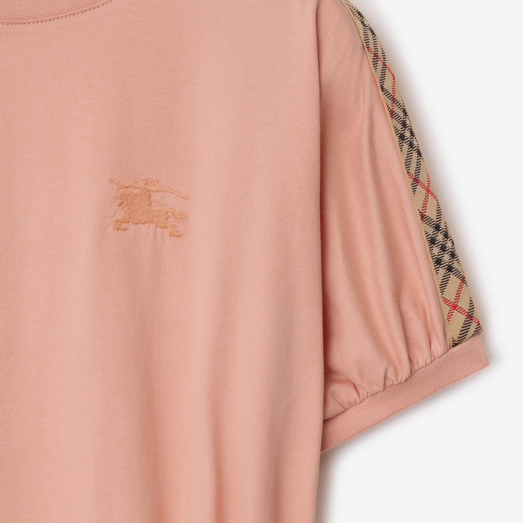 Burberry Gladys Tape Check Trim Cotton Çocuk Pembe Elbise