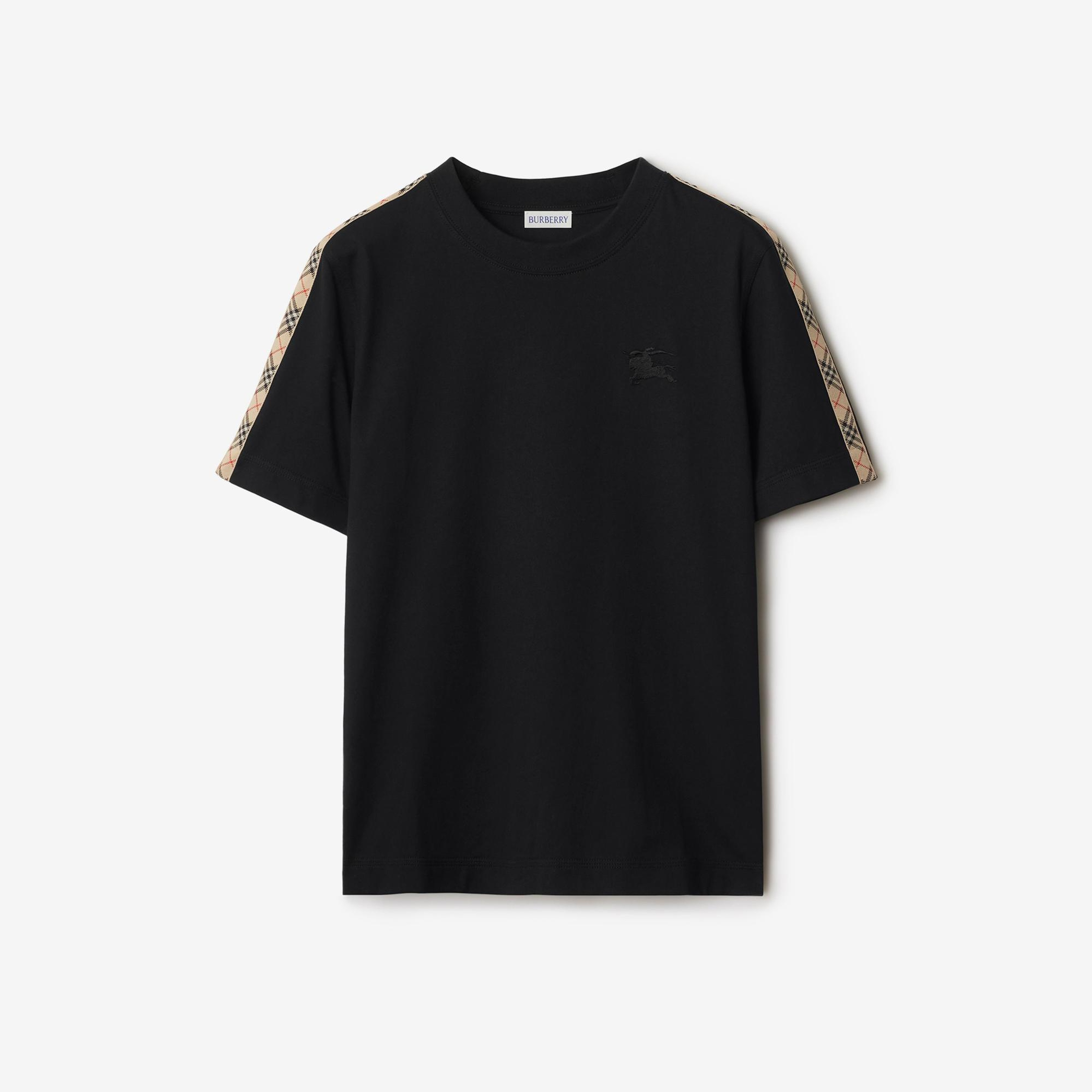 Burberry Tal Trim Cotton Kadın Siyah T-Shirt