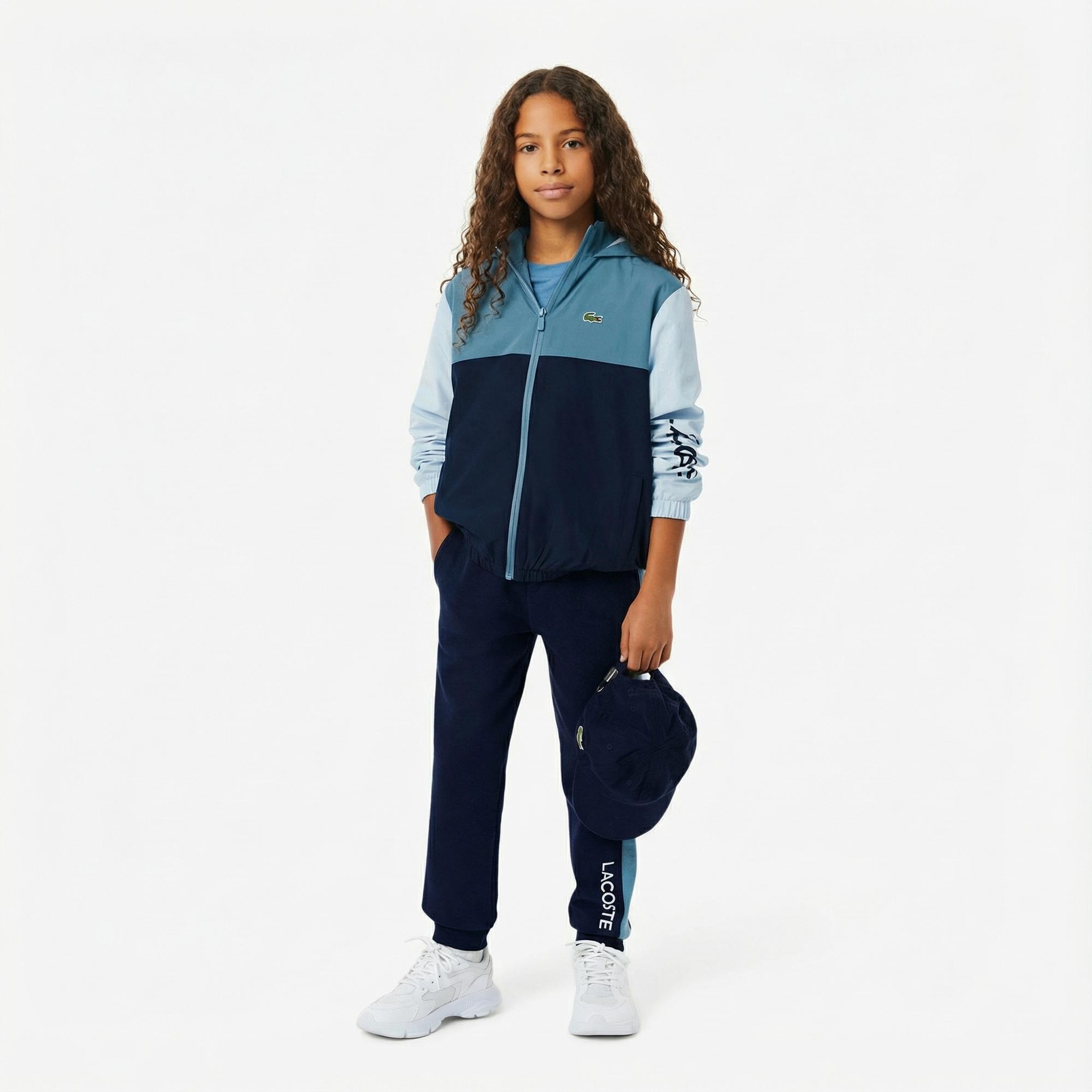 Lacoste Çocuk Kapüşonlu Renk Bloklu Lacivert Ceket