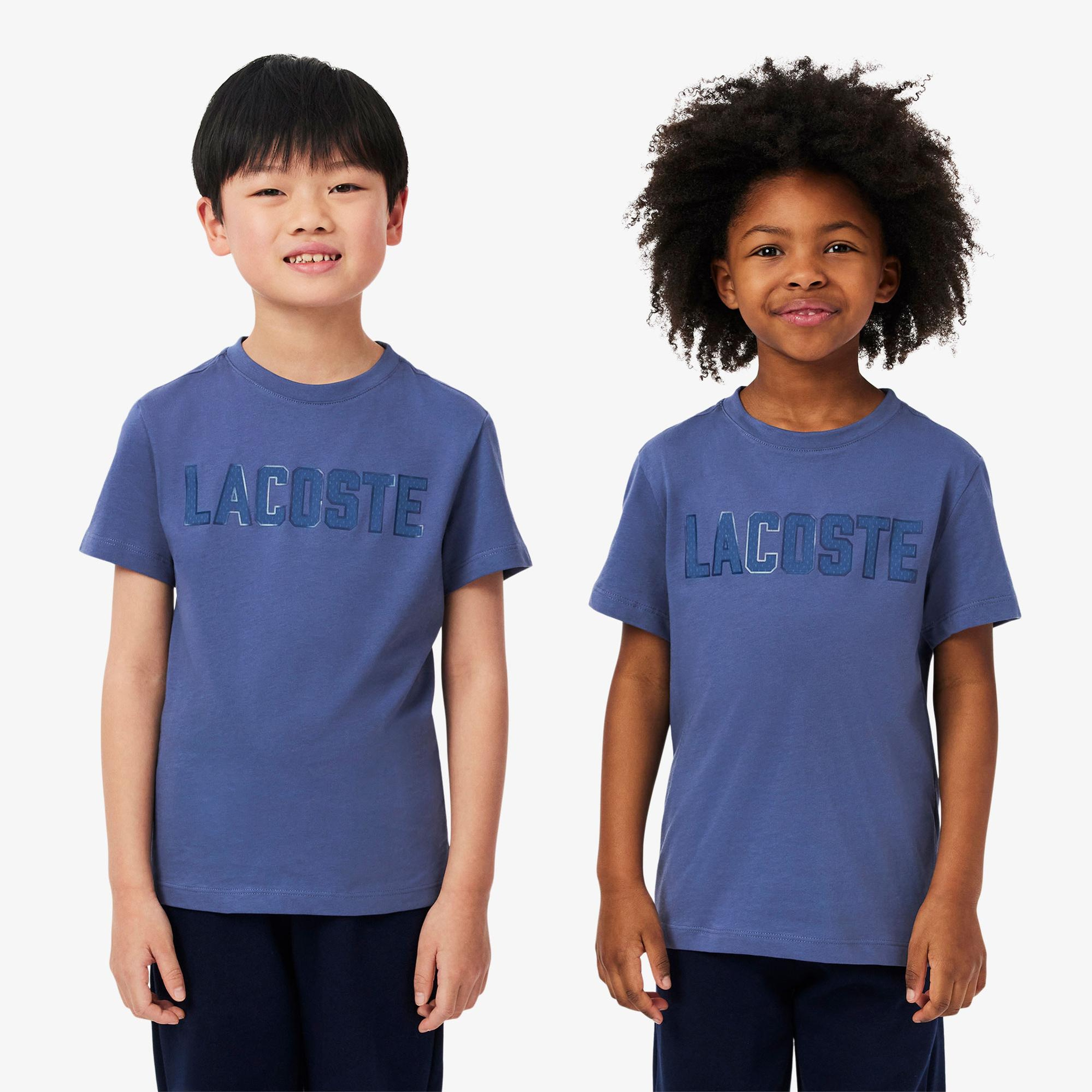 Lacoste Çocuk Bisiklet Yaka Desenli Mor T-Shirt