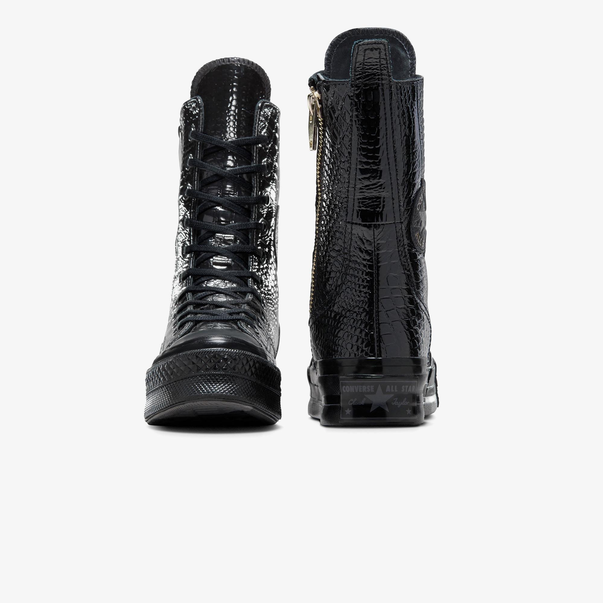 Converse Chuck 70 Plus XHi Unisex Siyah Deri Platform Sneaker