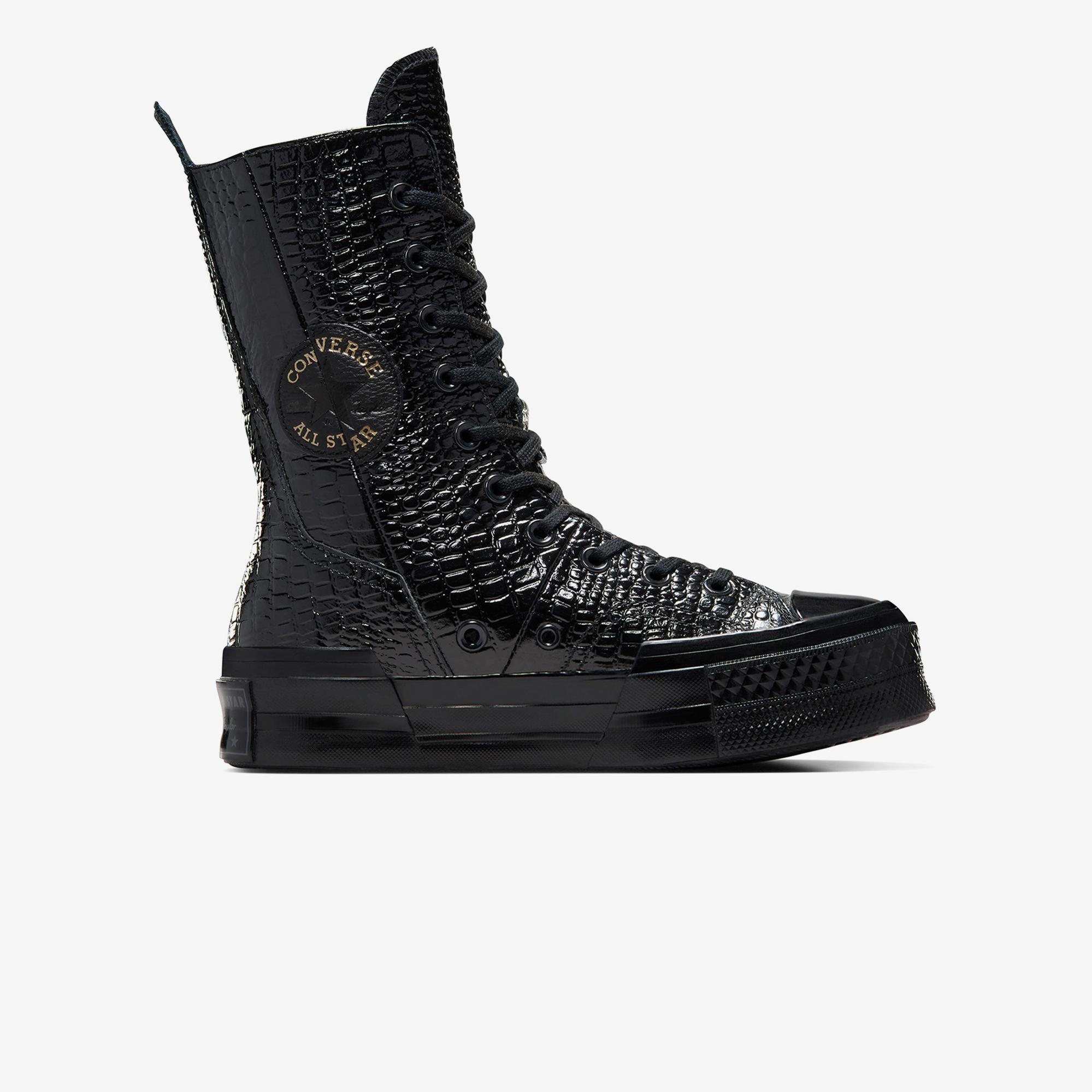 Converse Chuck 70 Plus XHi Unisex Siyah Deri Platform Sneaker