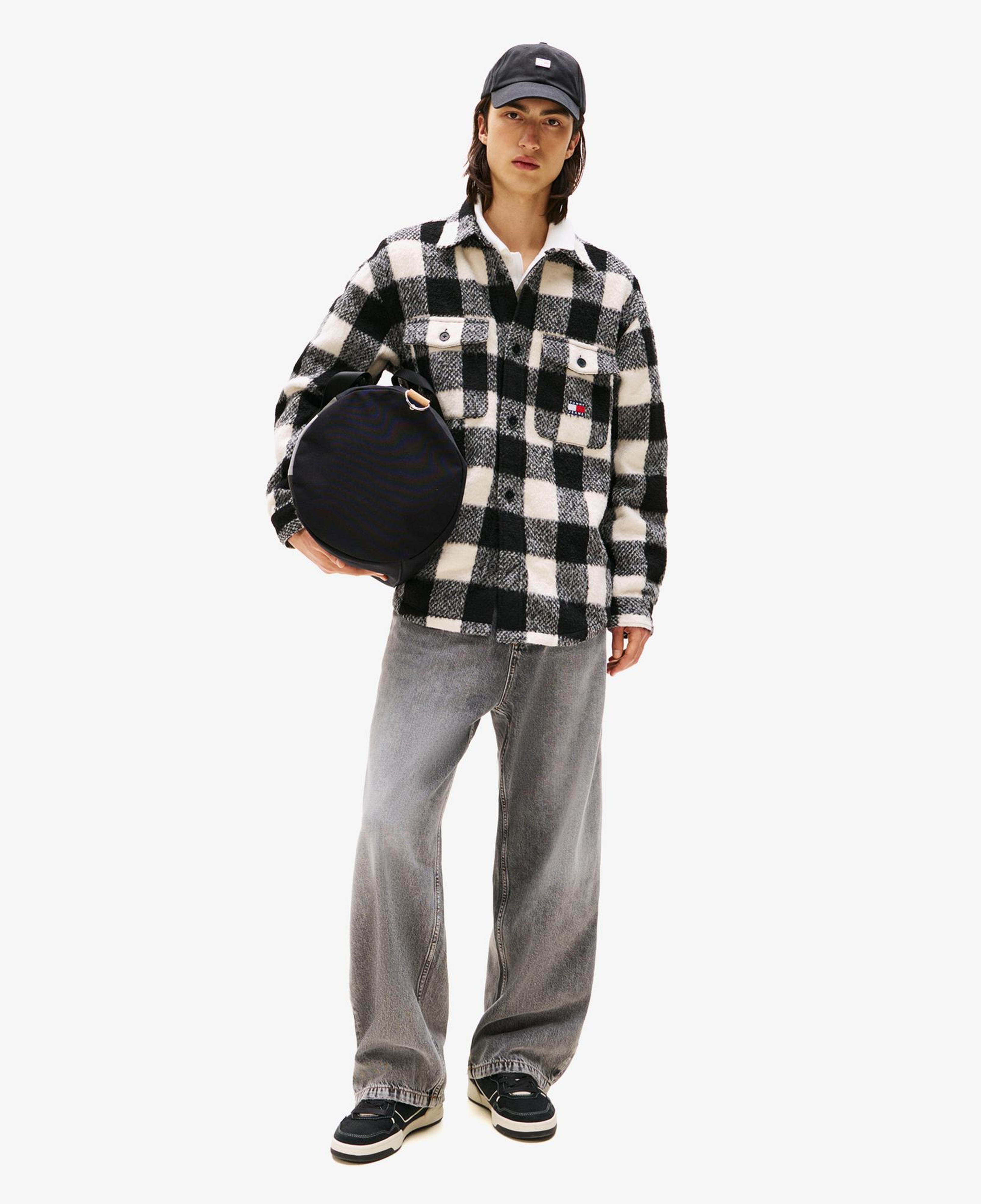 Tommy Jeans Check Overshirt Erkek Siyah Gömlek