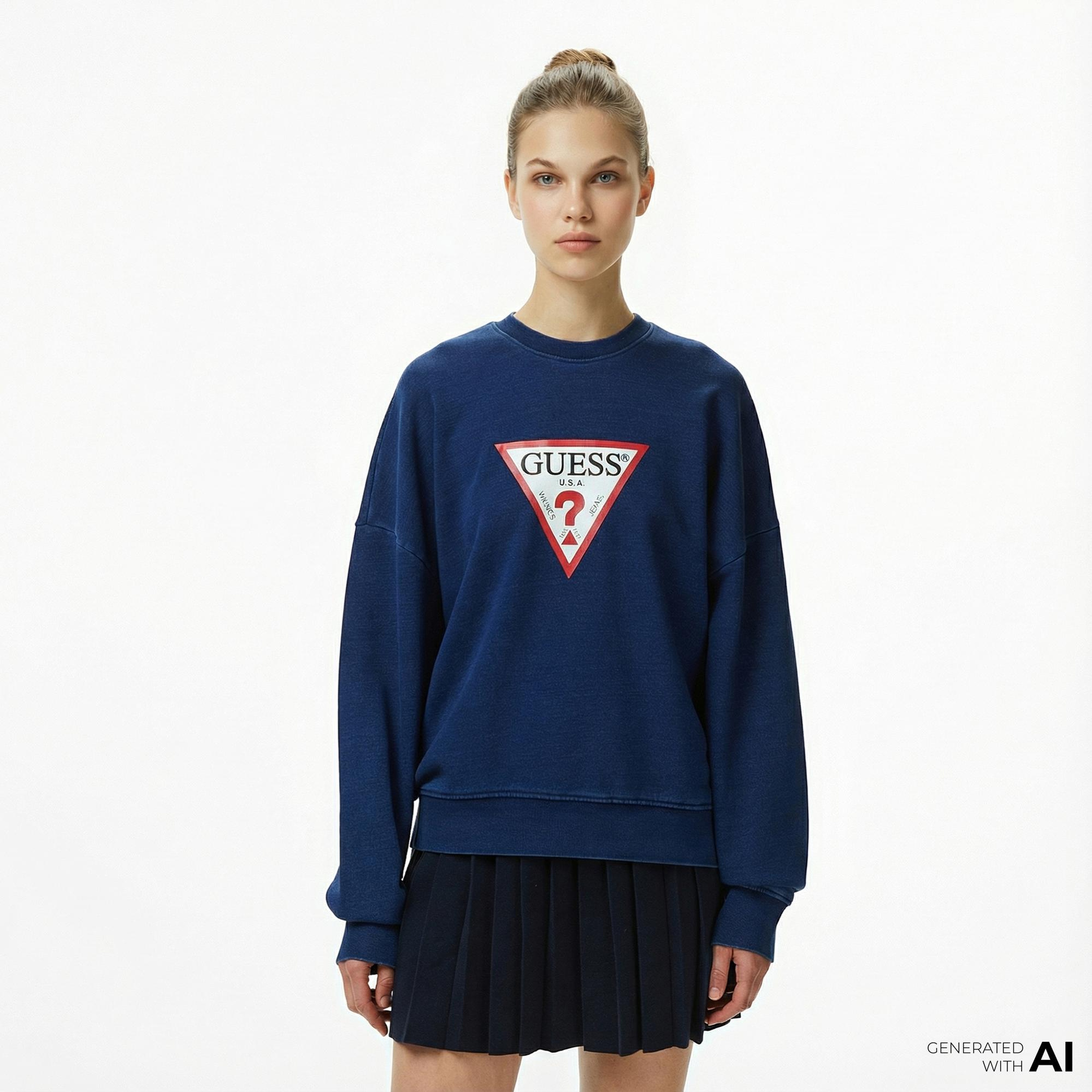 Guess Kadın Lacivert Sweatshirt