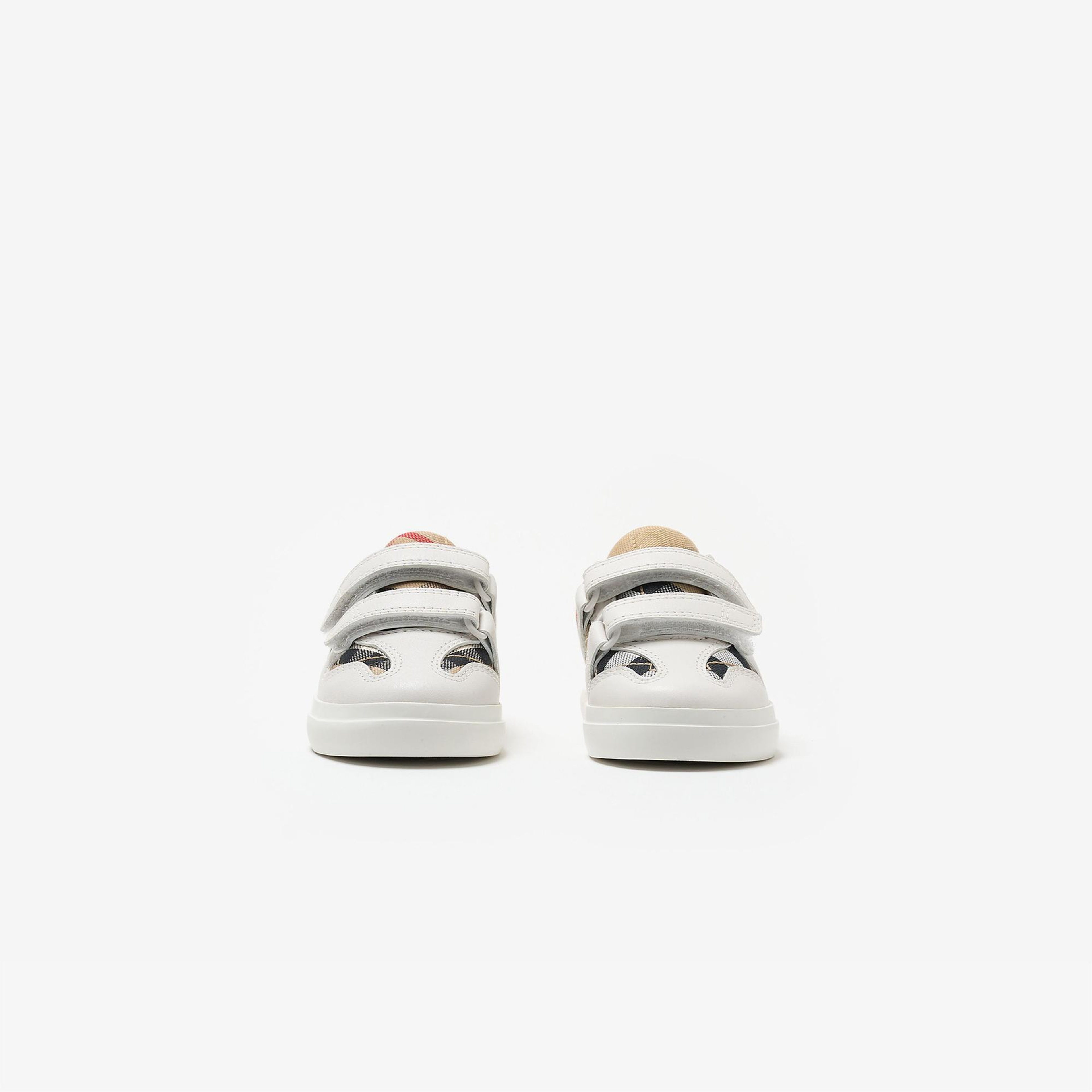 Burberry Check Pamuk ve Deri Çocuk Beyaz Sneaker