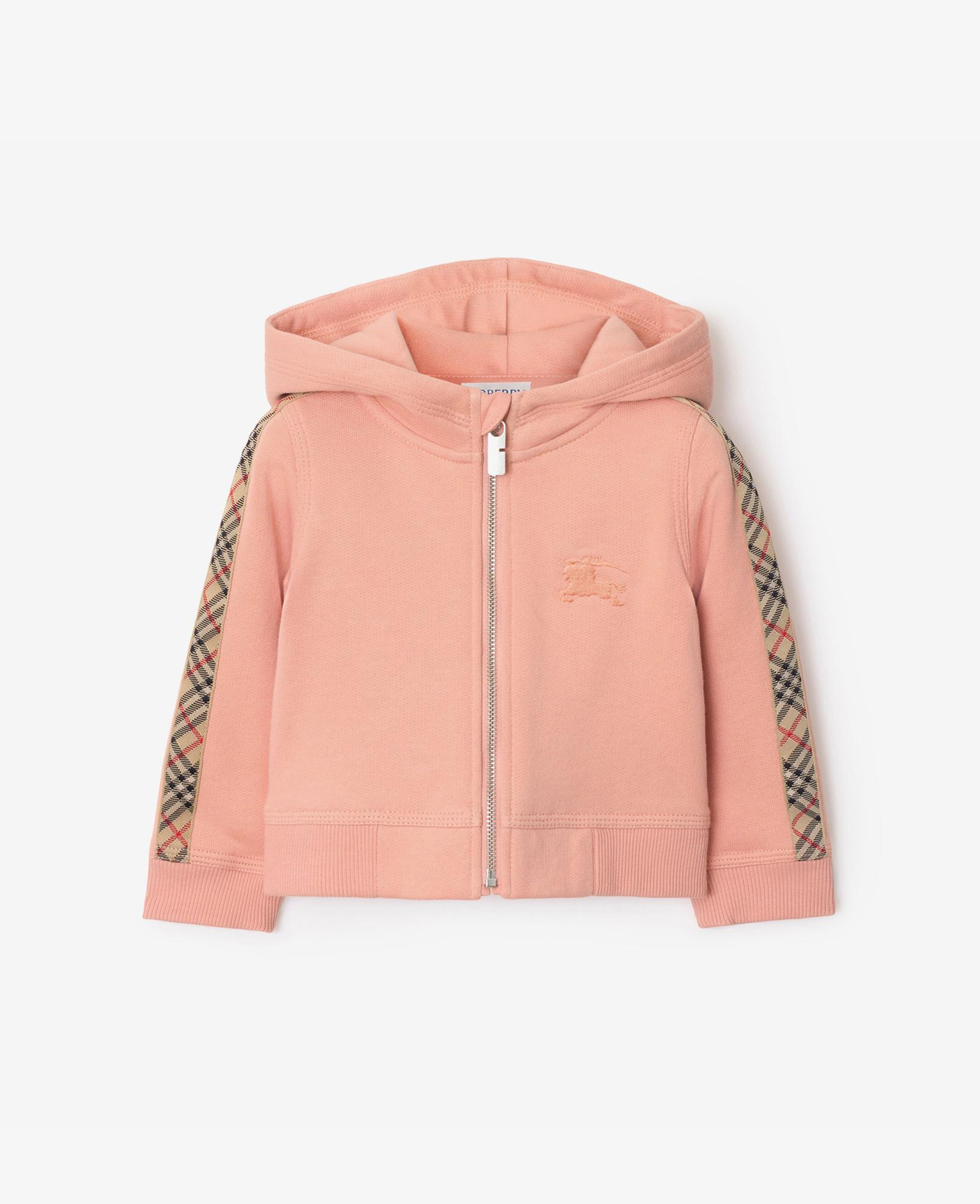 Burberry Elin Check Trim Cotton Çocuk Pembe Sweatshirt