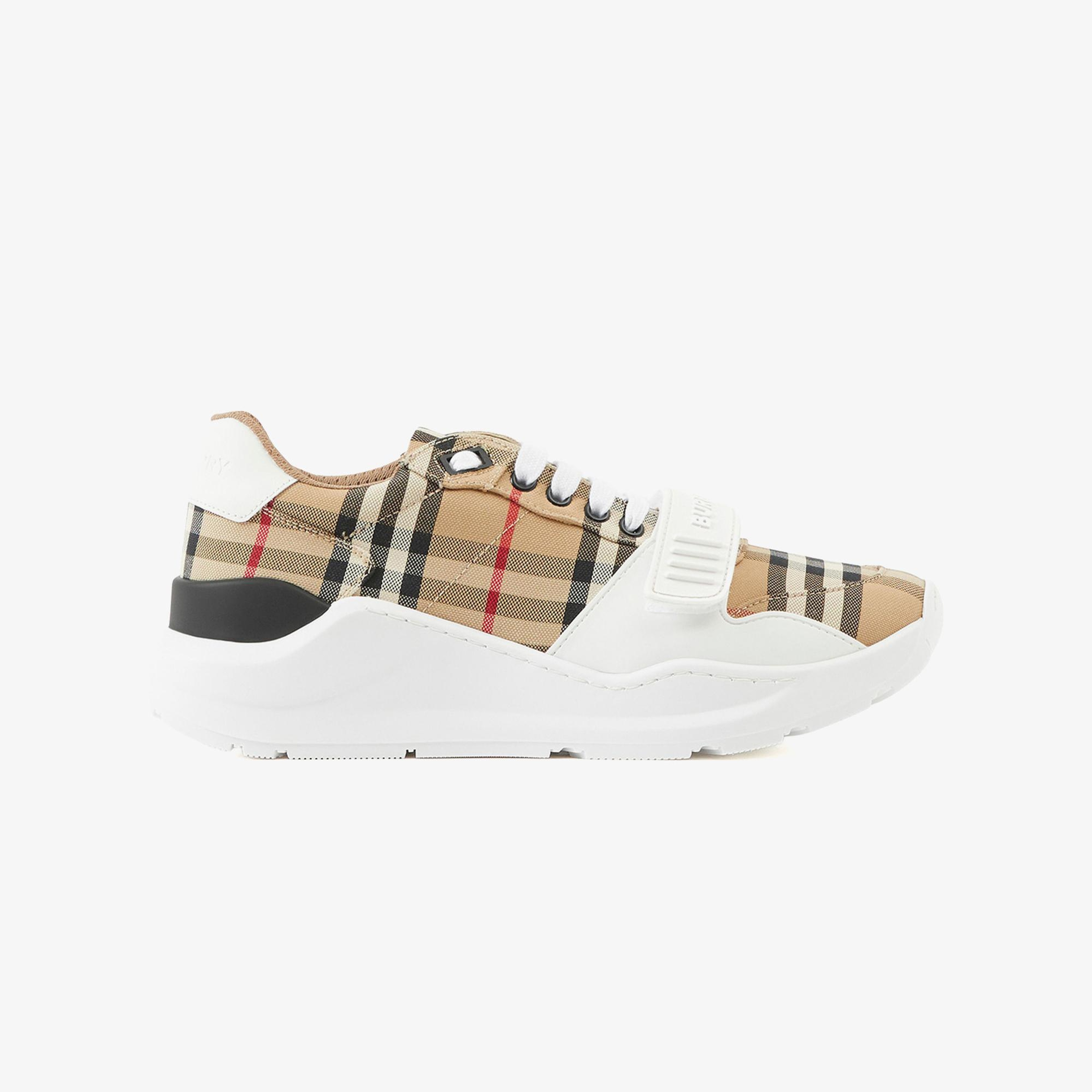 Burberry Check and Leather Kadın Bej Sneaker
