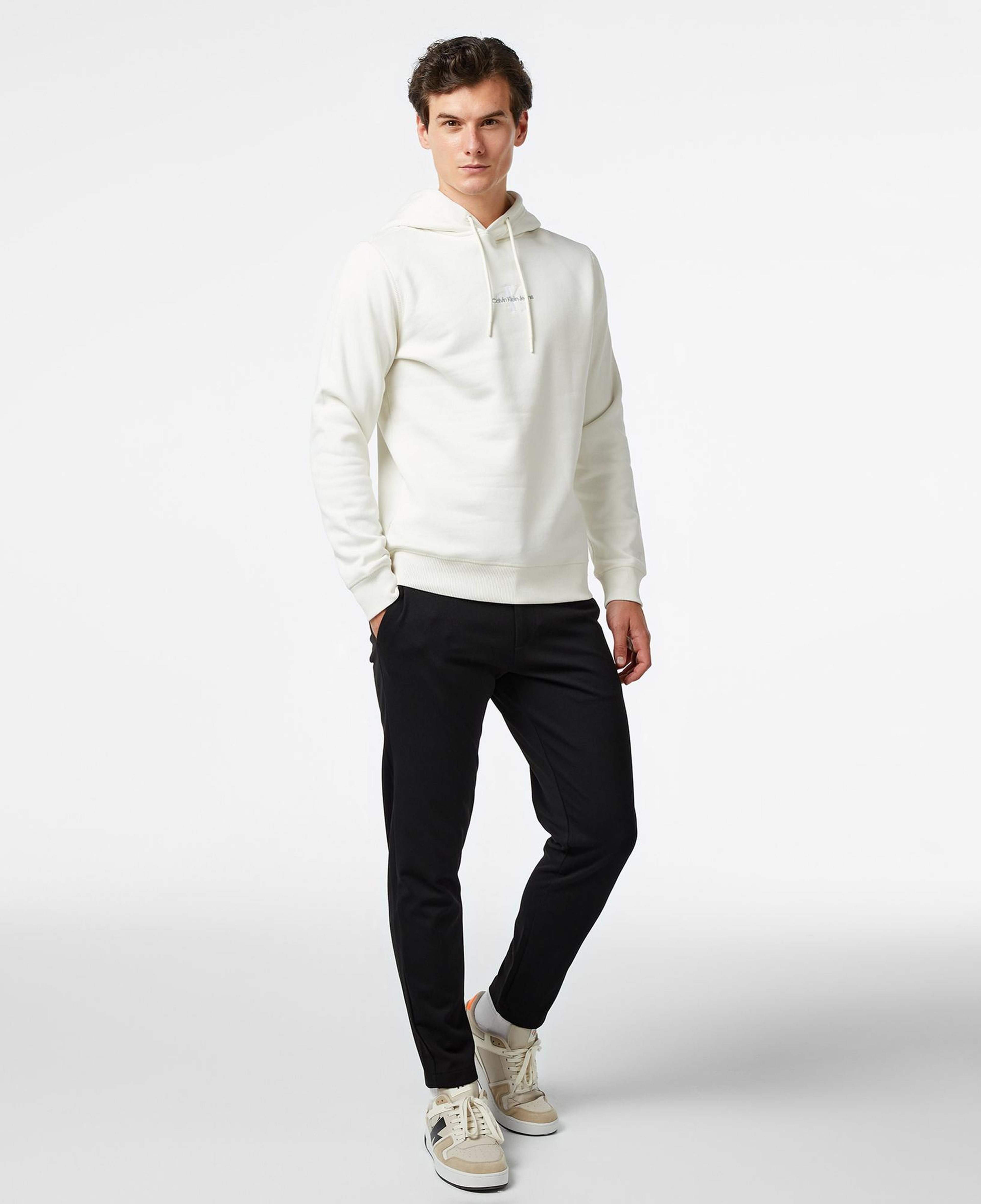 Calvin Klein Jeans Monologo Erkek Beyaz Hoodie
