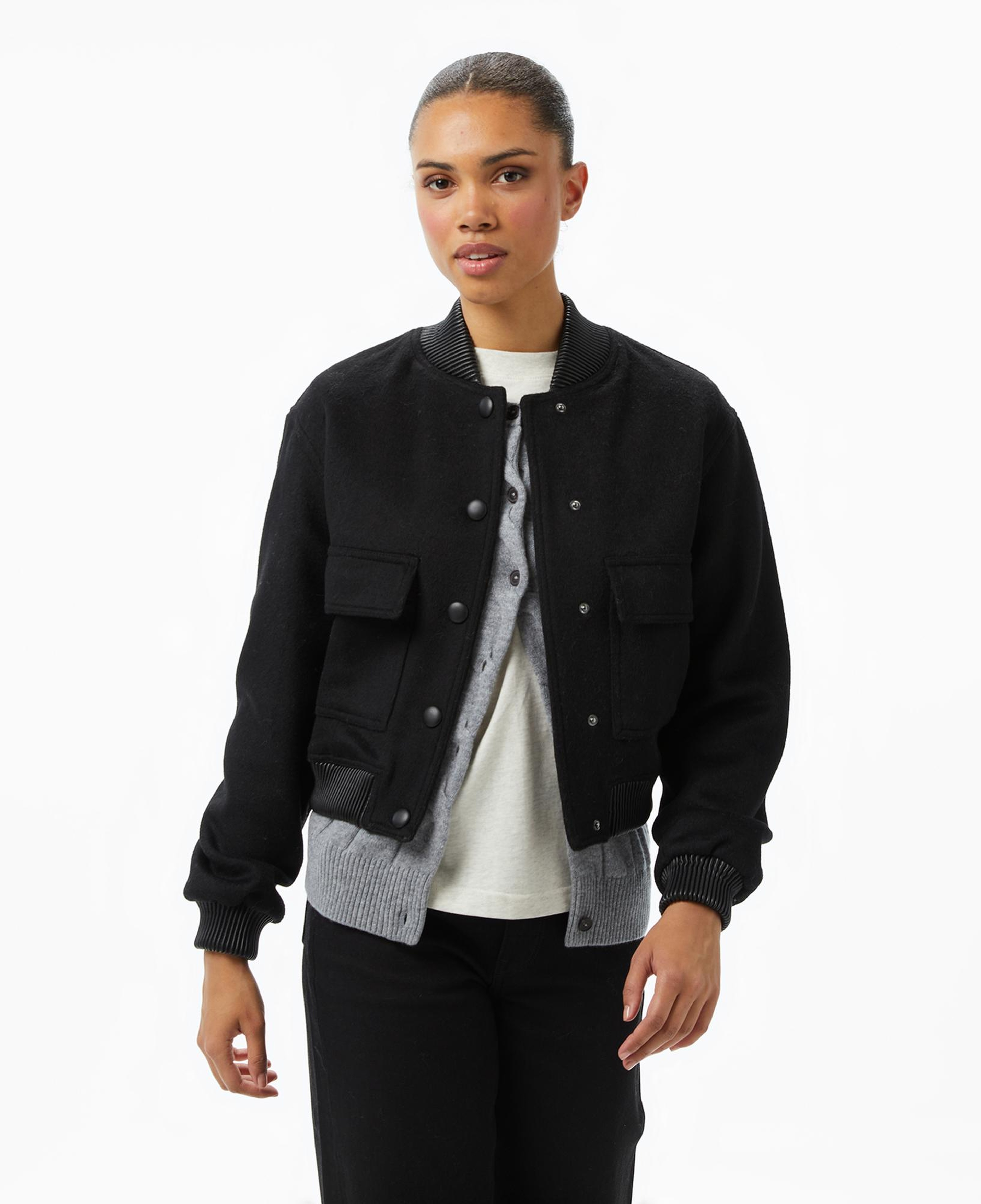 Guess Lorenza Yün Karışımlı Bomber Kadın Siyah Ceket