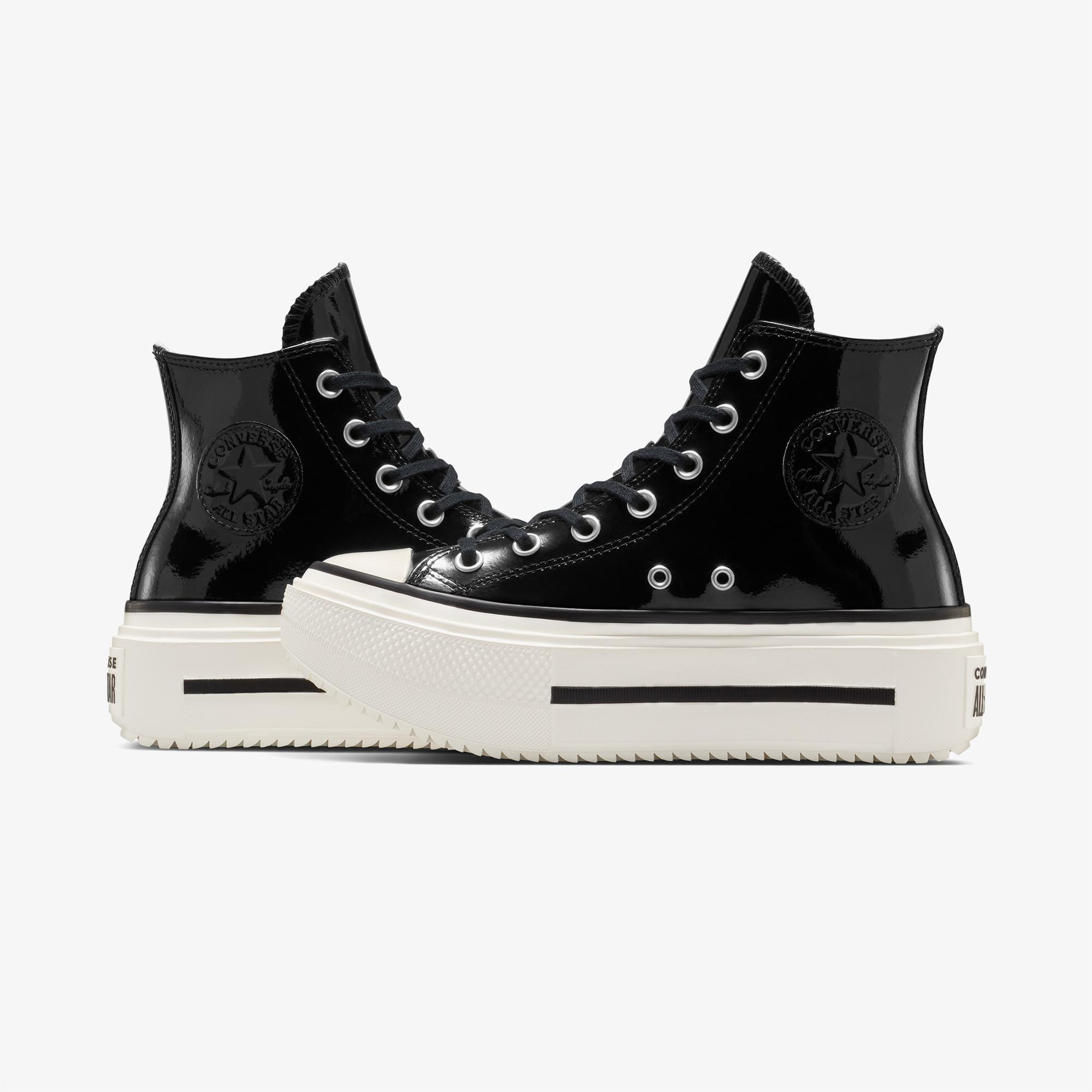 Converse Chuck Taylor All Star Lift Double Stack Platform Deri Unisex Siyah Sneaker