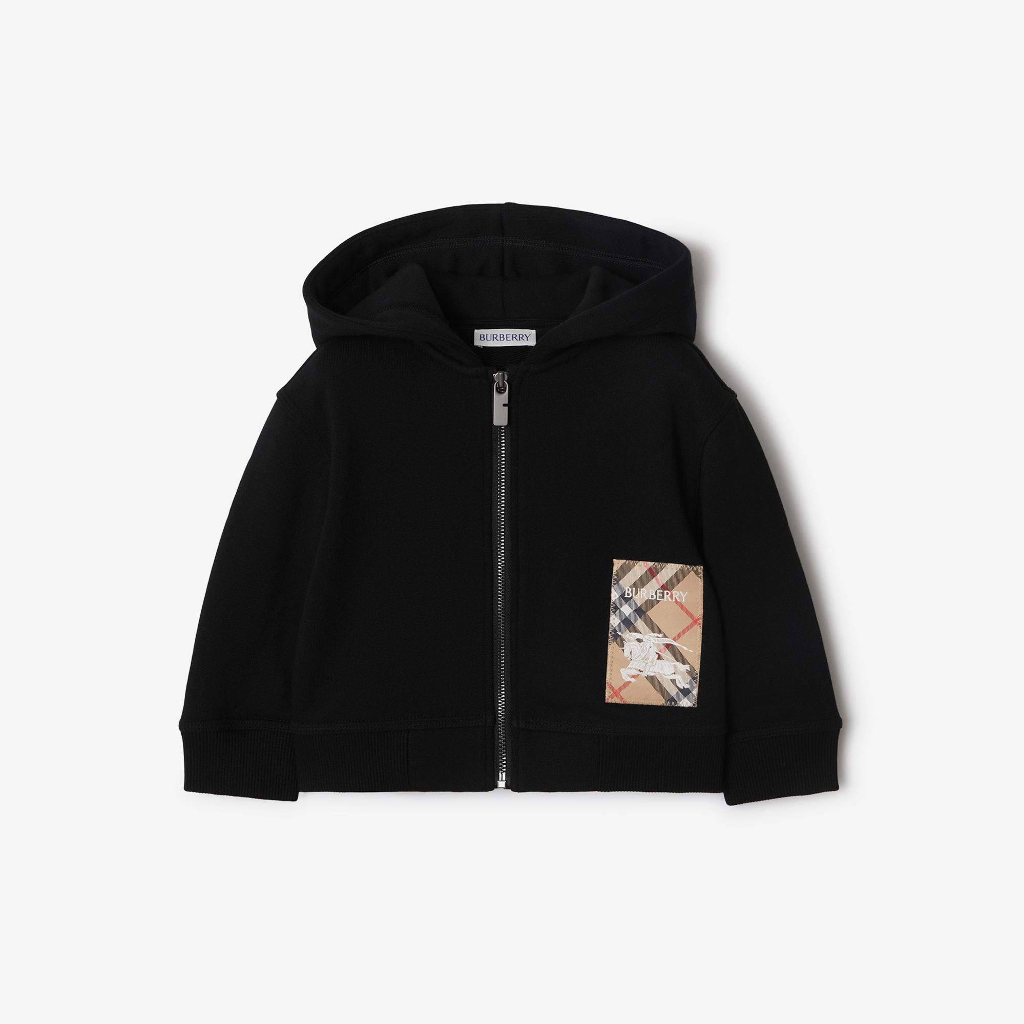 Burberry Clyde Label Cotton Zip Çocuk Siyah Hoodie