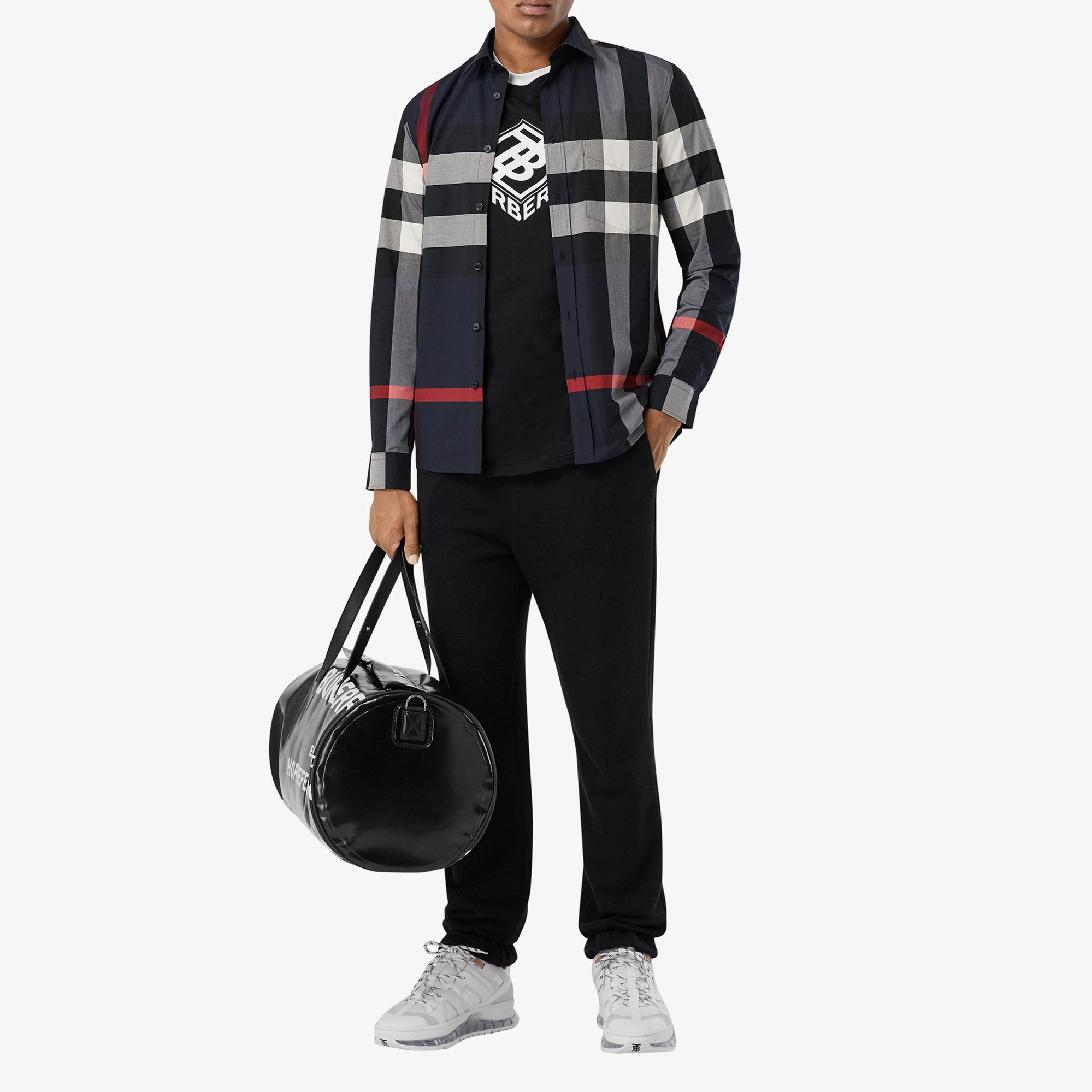 Burberry Somerton Stretch Cotton Poplin Erkek Lacivert Gömlek