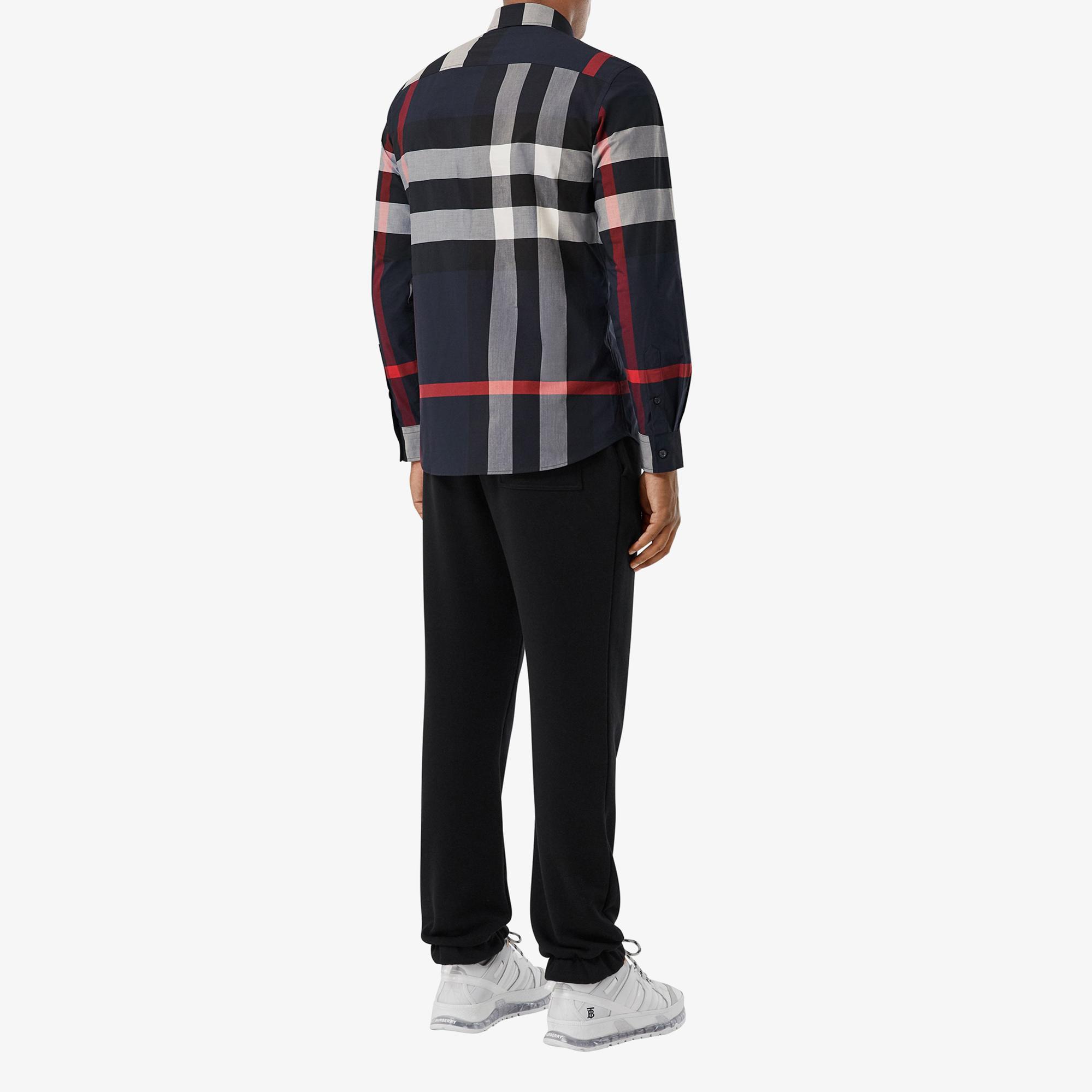 Burberry Somerton Stretch Cotton Poplin Erkek Lacivert Gömlek