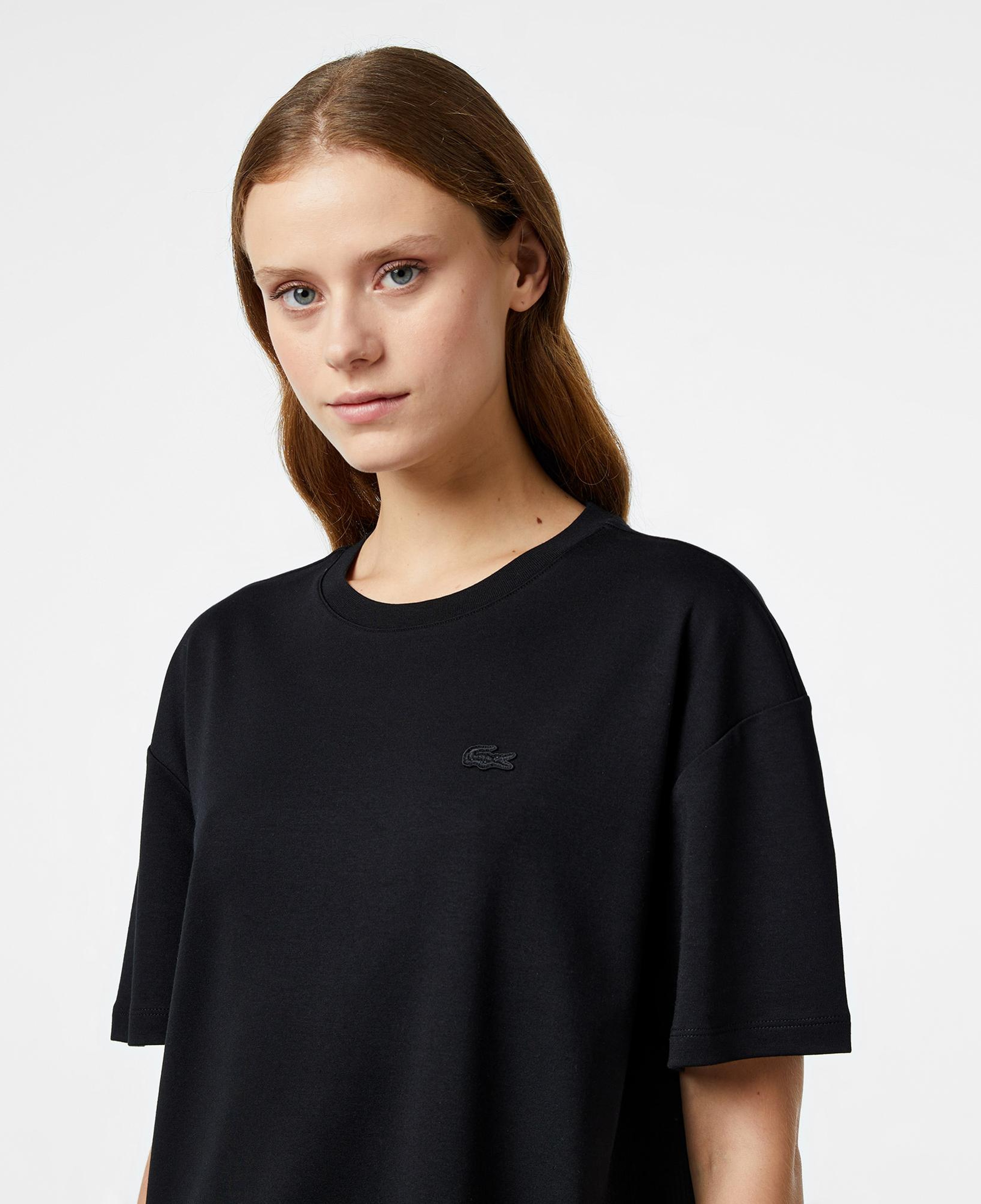 Lacoste Kadın Relaxed Fit Bisiklet Yaka Koyu Siyah T-Shirt