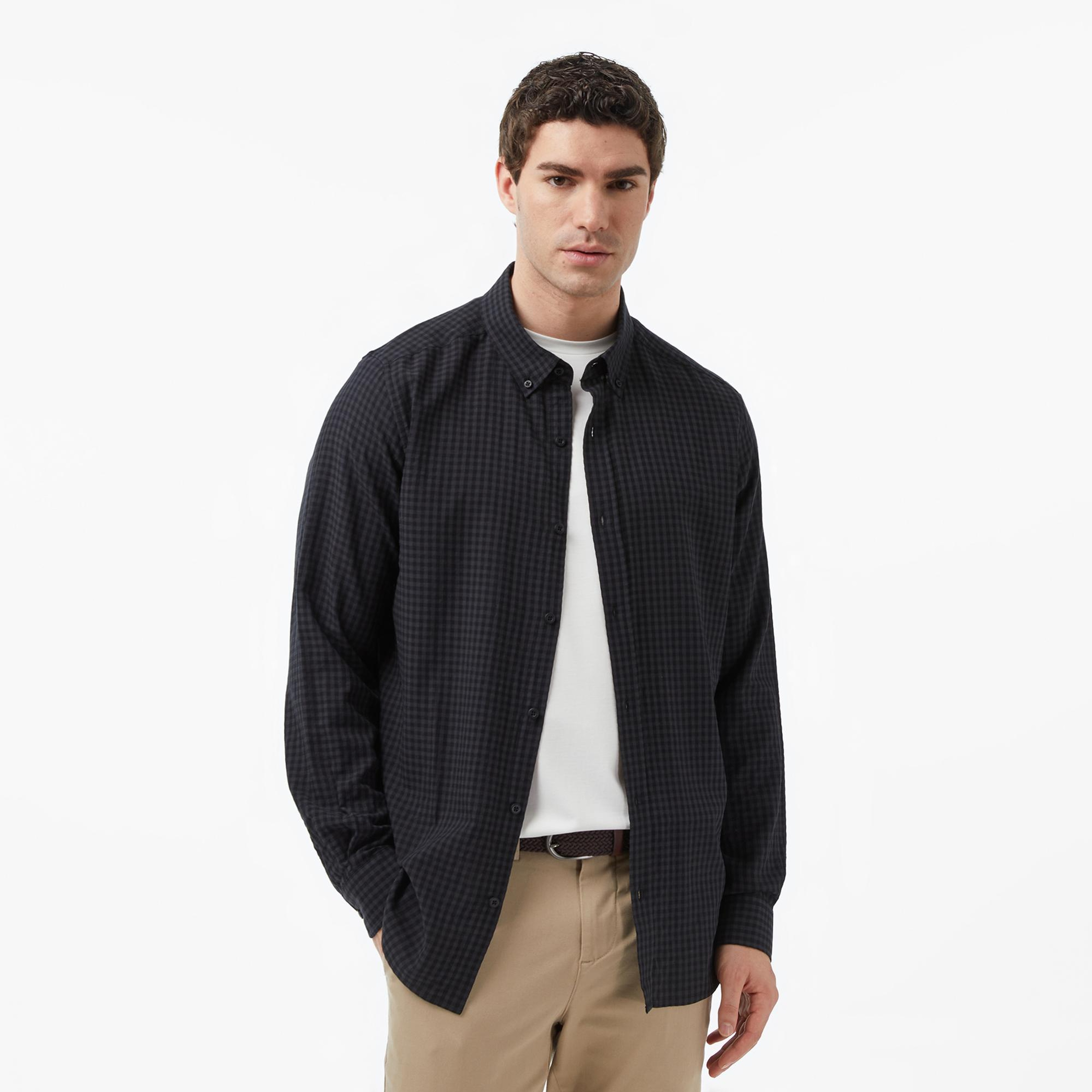 Nautica Erkek Siyah Regular Fit Kareli Gömlek