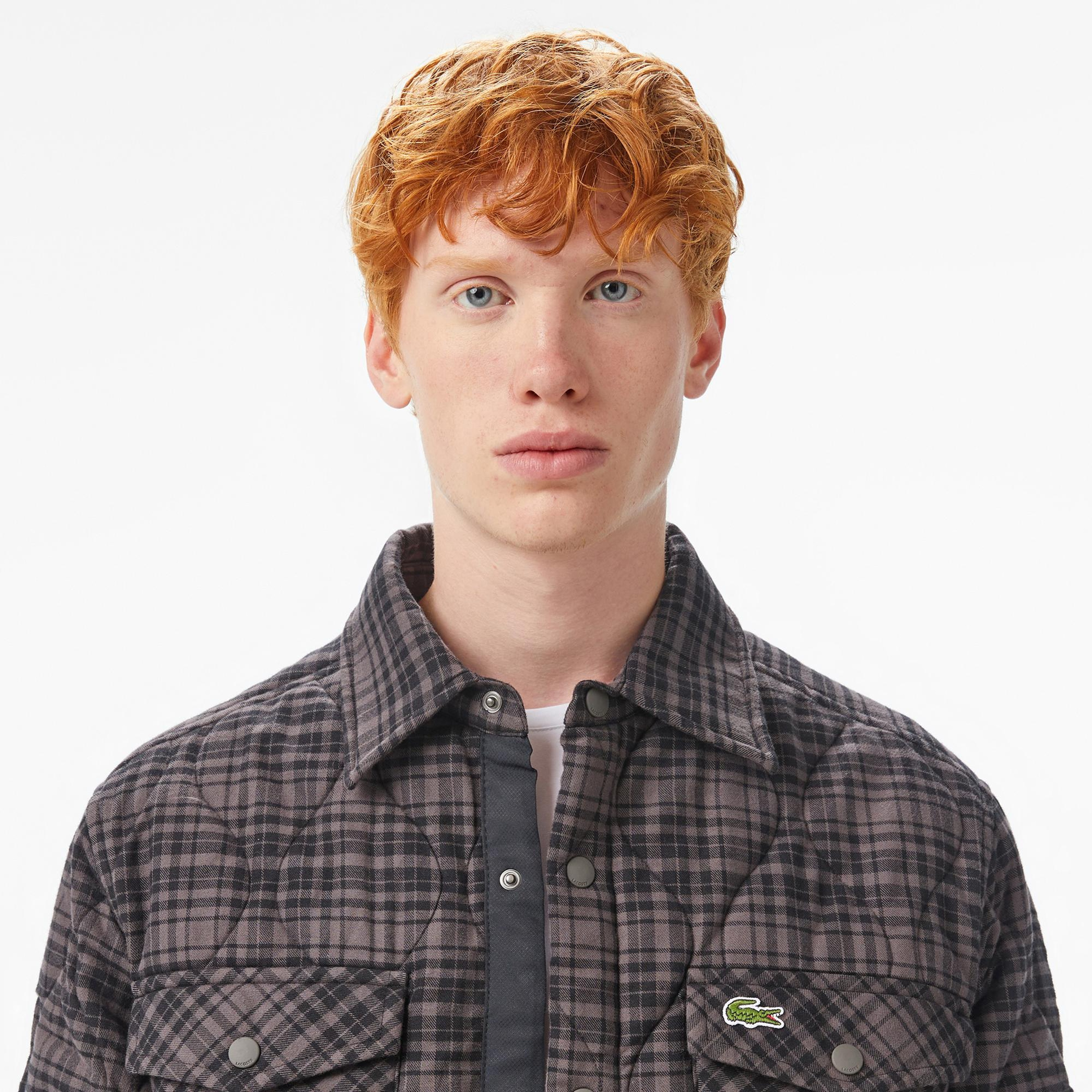 Lacoste Erkek Relaxed Fit Kareli Siyah Gömlek