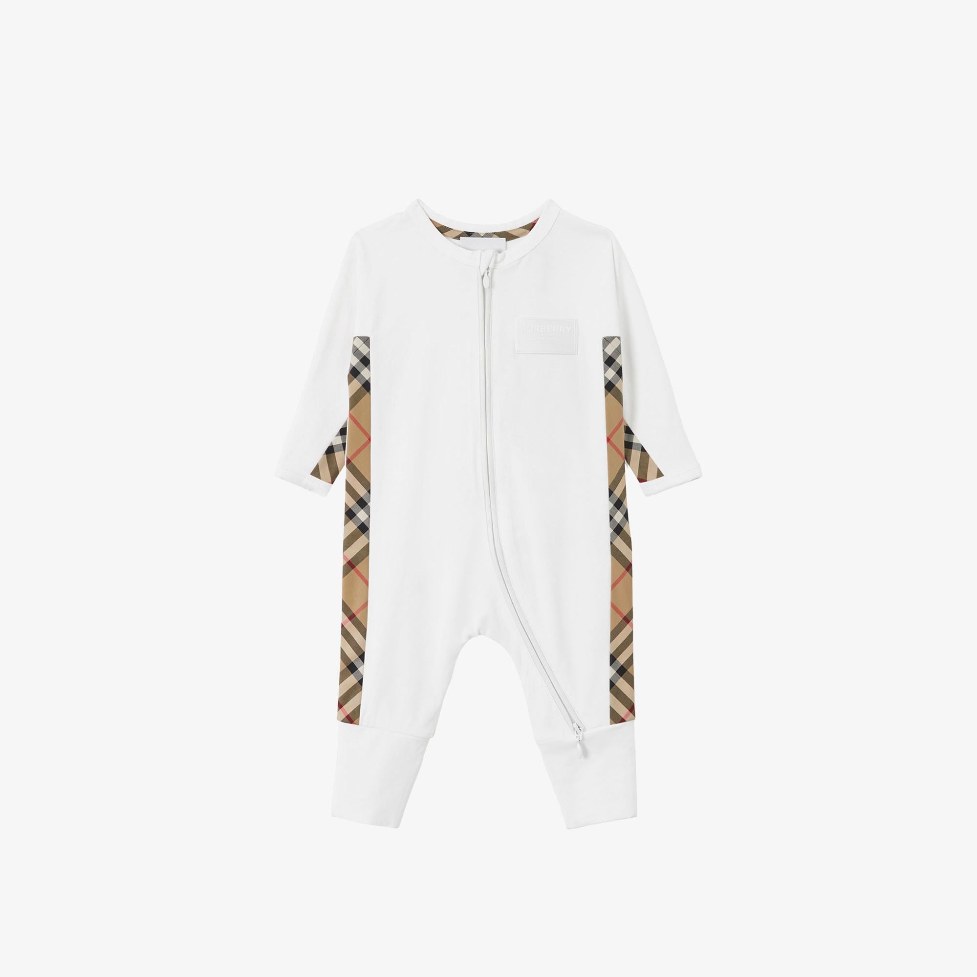Burberry Pamuk Karışımlı 3 Parça Bebek Çocuk Beyaz Hediye Seti