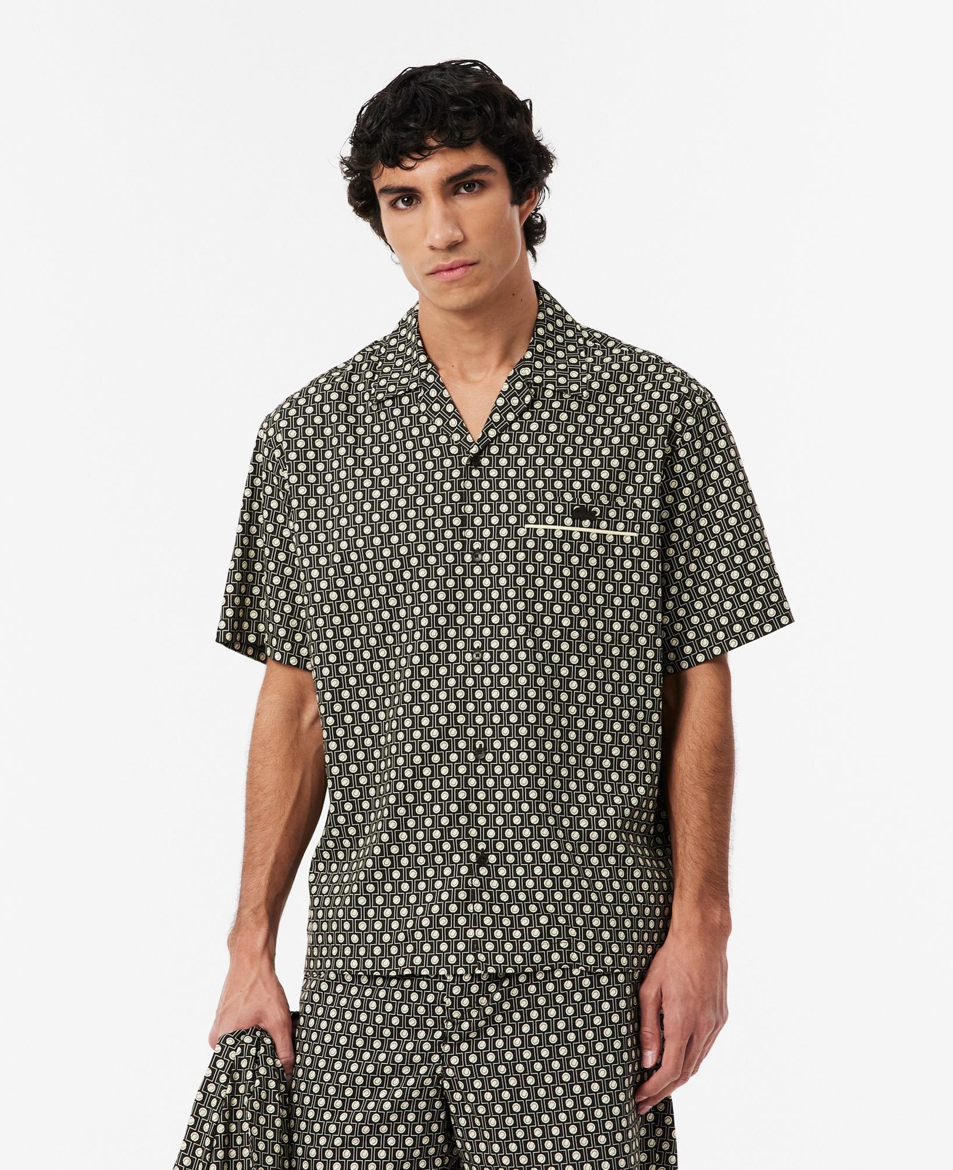 Lacoste Erkek Relaxed Fit Kısa Kollu Desenli Kahverengi Gömlek