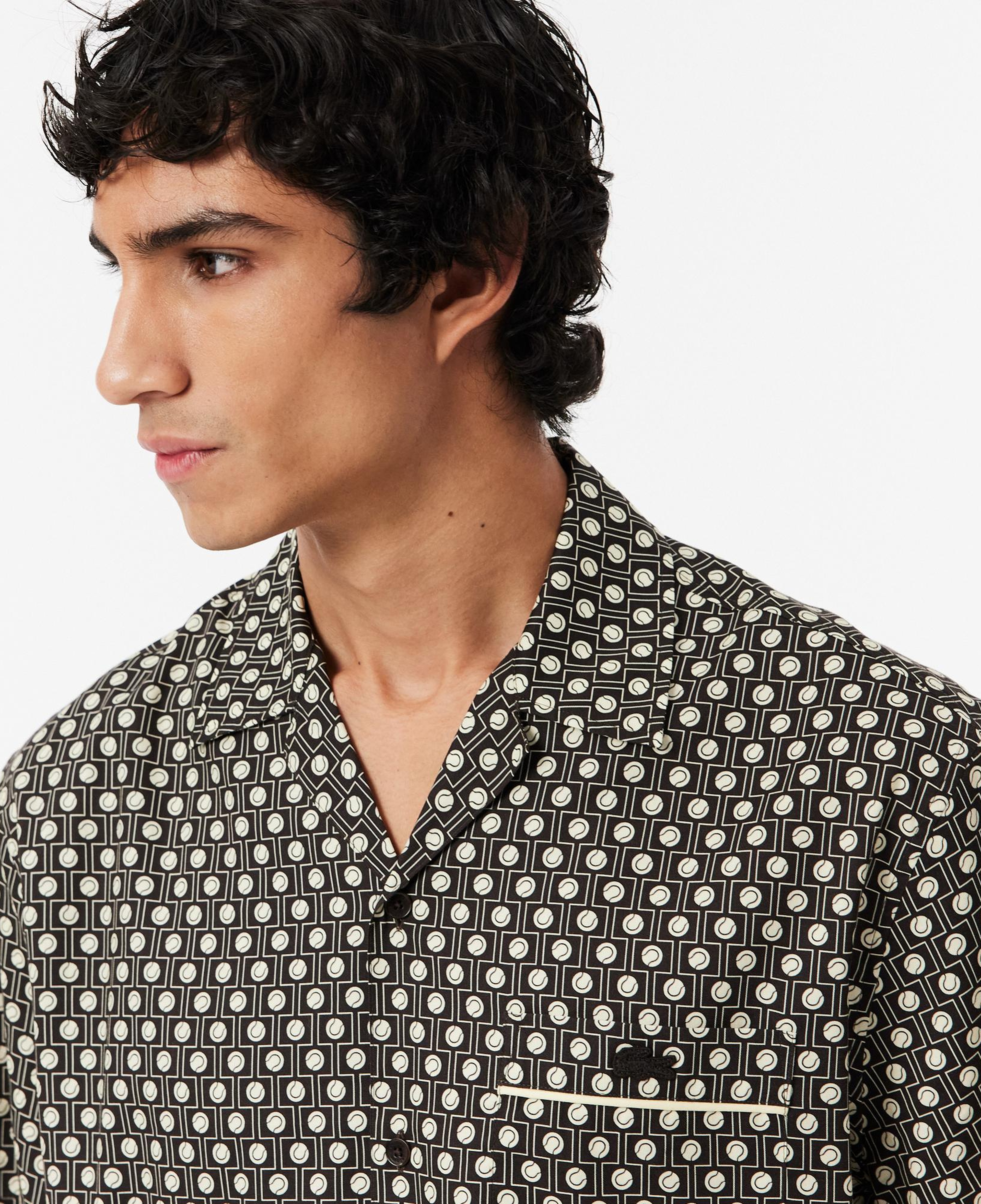 Lacoste Erkek Relaxed Fit Kısa Kollu Desenli Kahverengi Gömlek