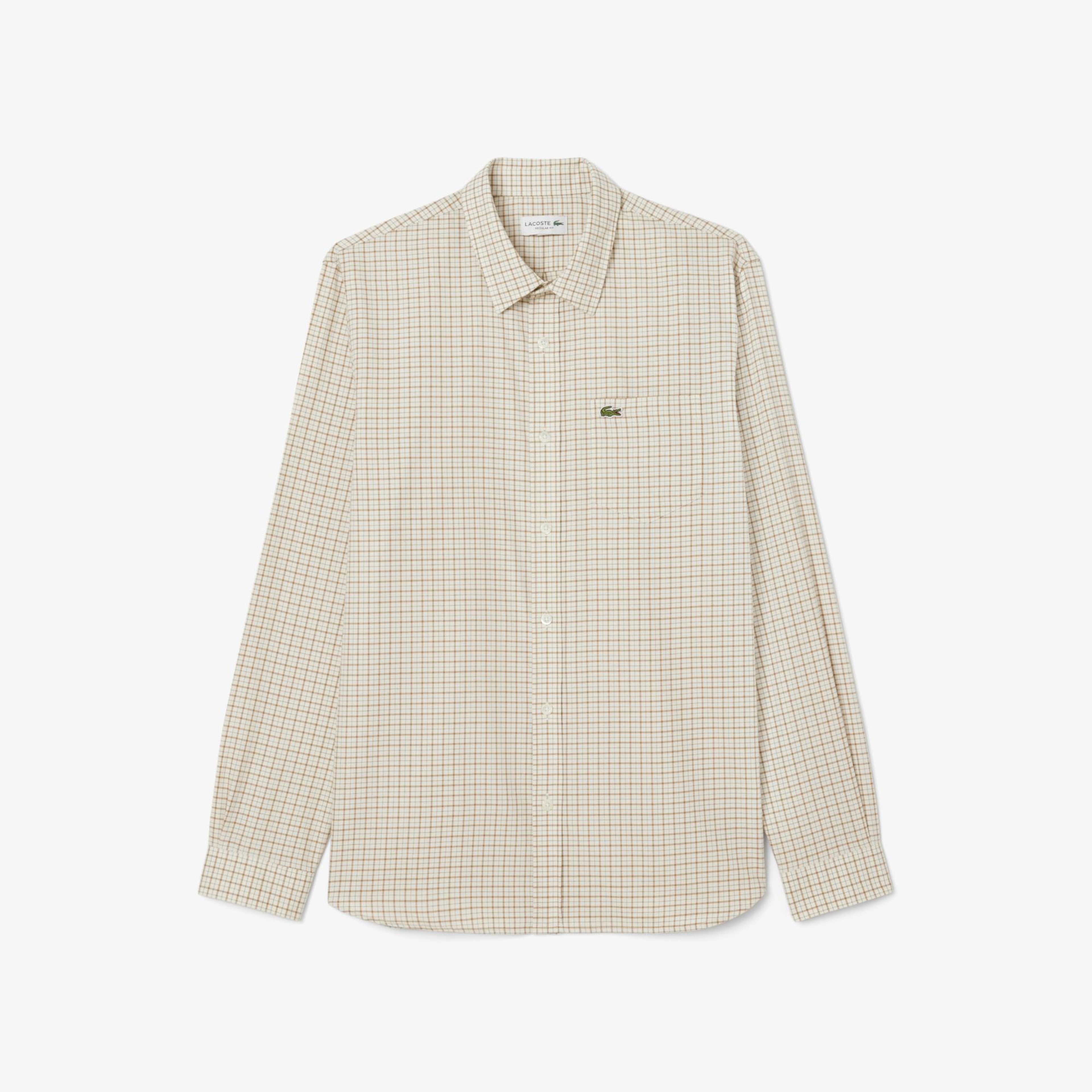 Lacoste Erkek Regular Fit Kareli Kahverengi Gömlek