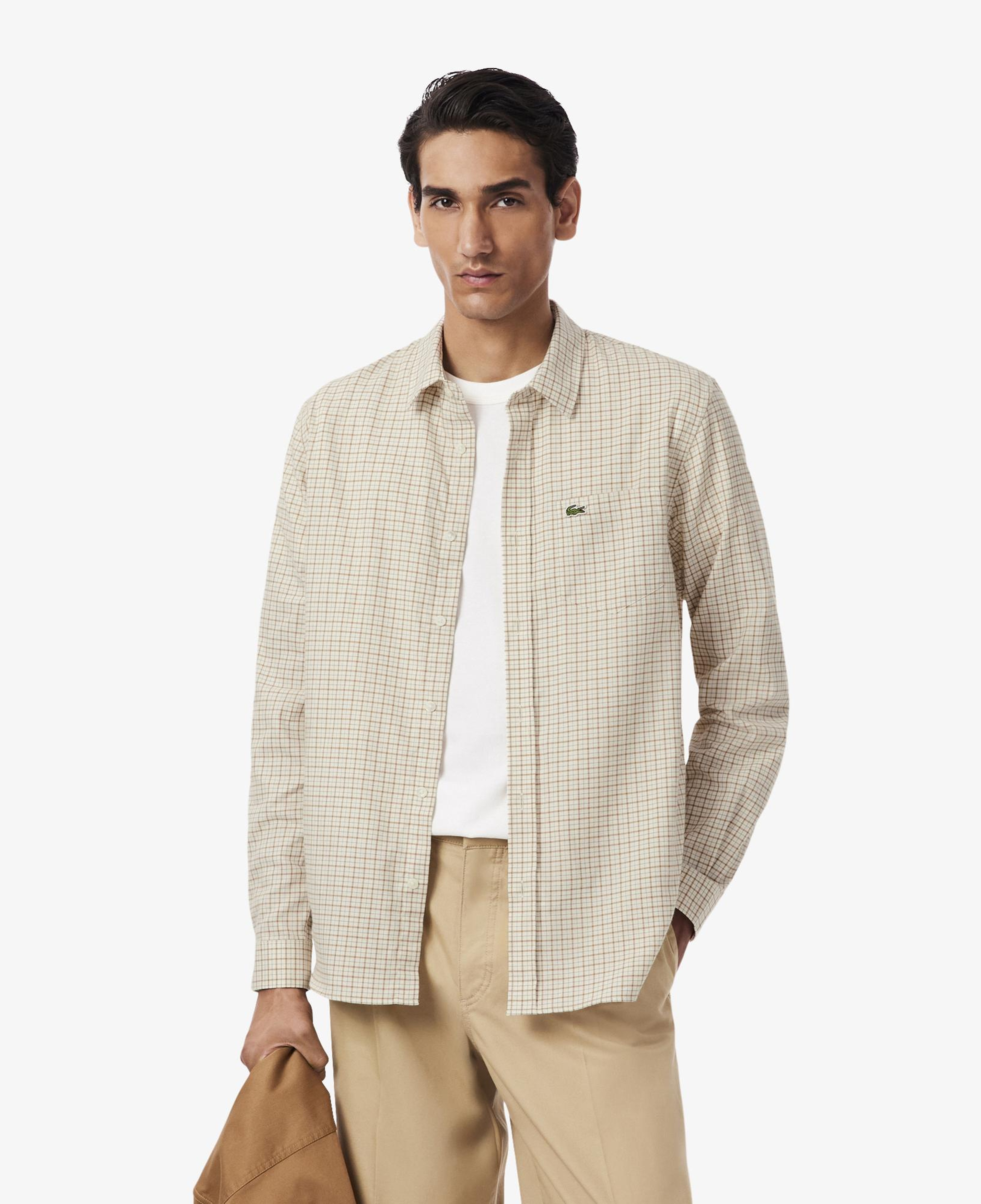 Lacoste Erkek Regular Fit Kareli Kahverengi Gömlek