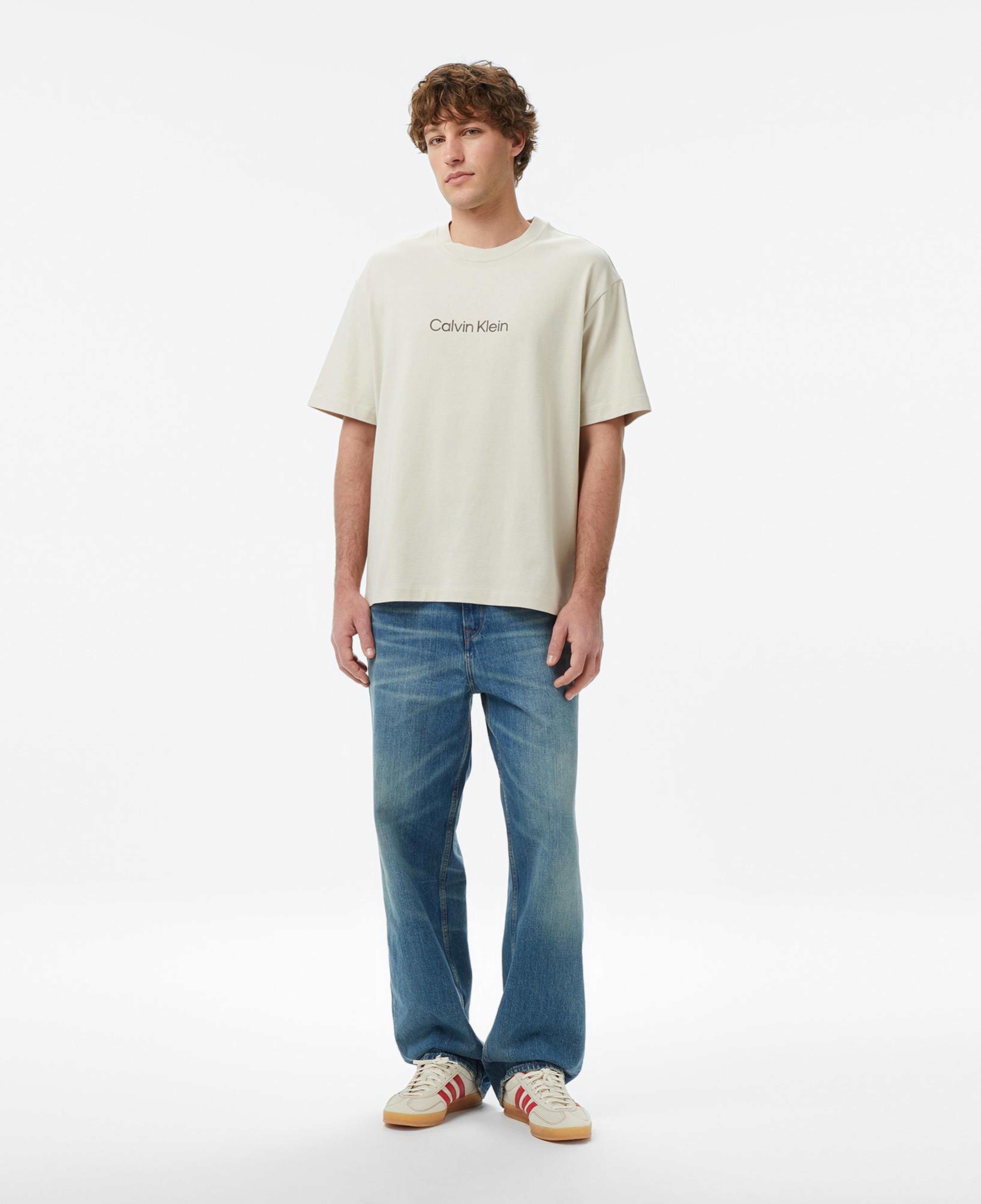 Calvin Klein Relaxed Standard Logo Crewnk  Erkek Bej T-Shirt