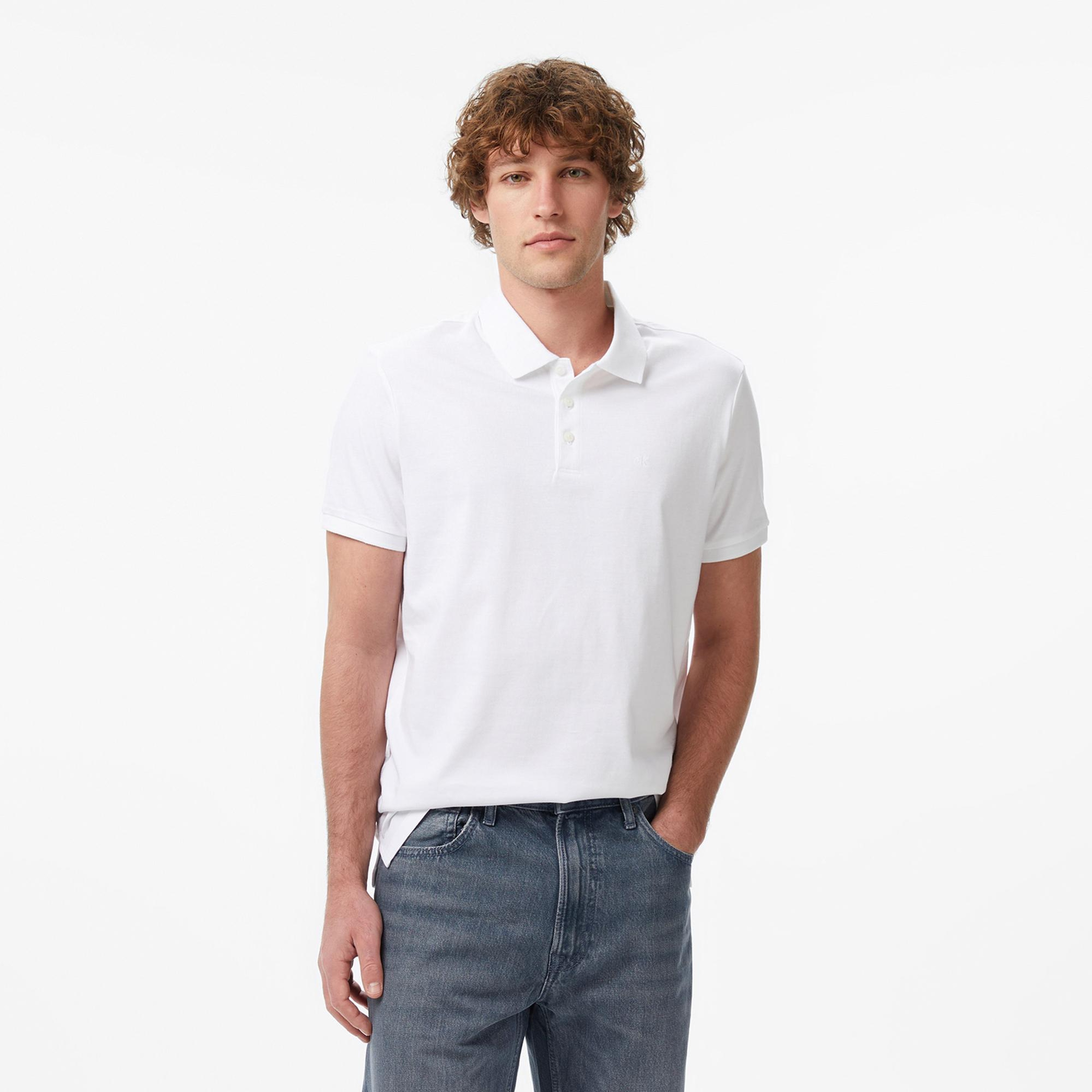 Calvin Klein Classic Monogram Erkek Beyaz Polo