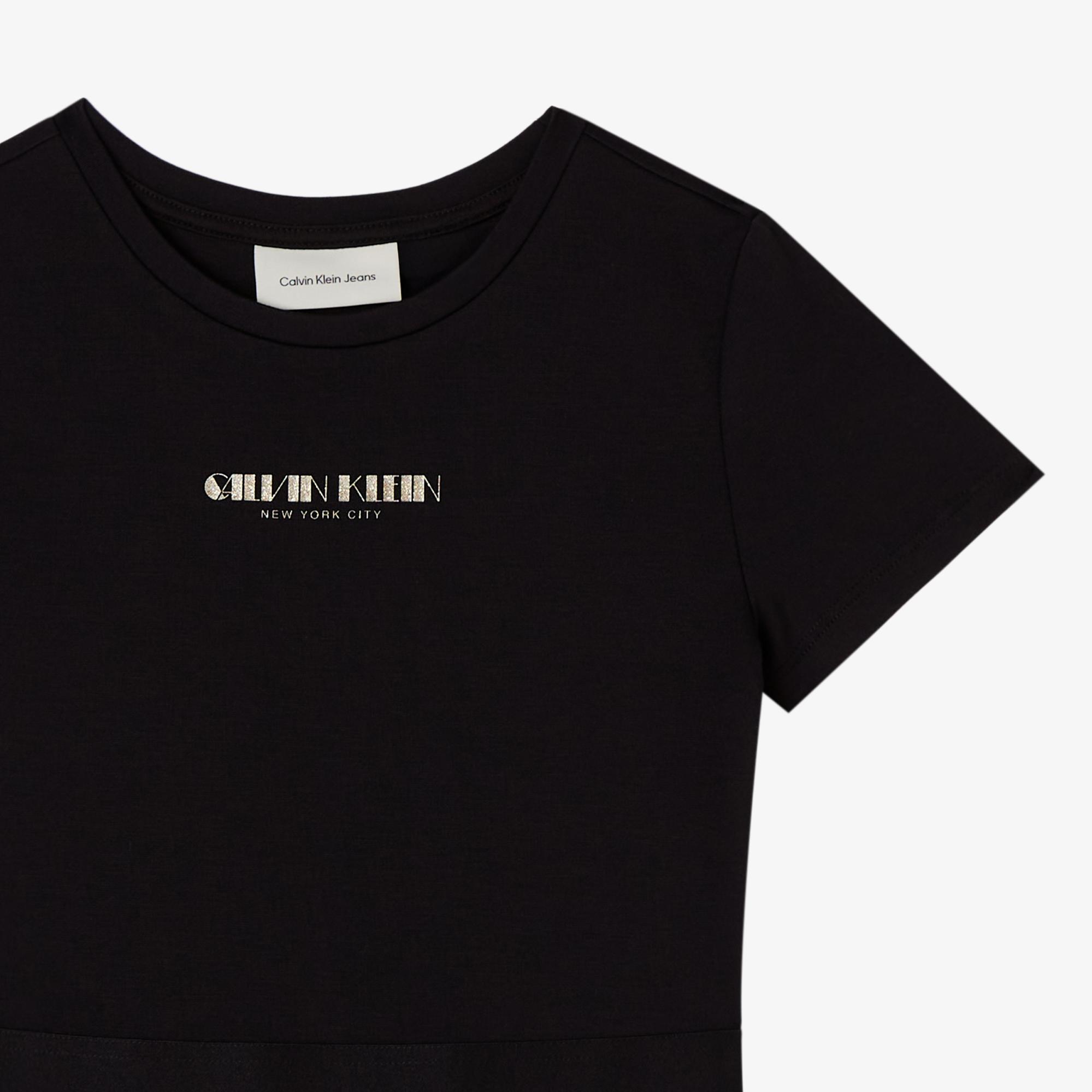 Calvin Klein Fit And Flare Punto Çocuk Siyah Elbise