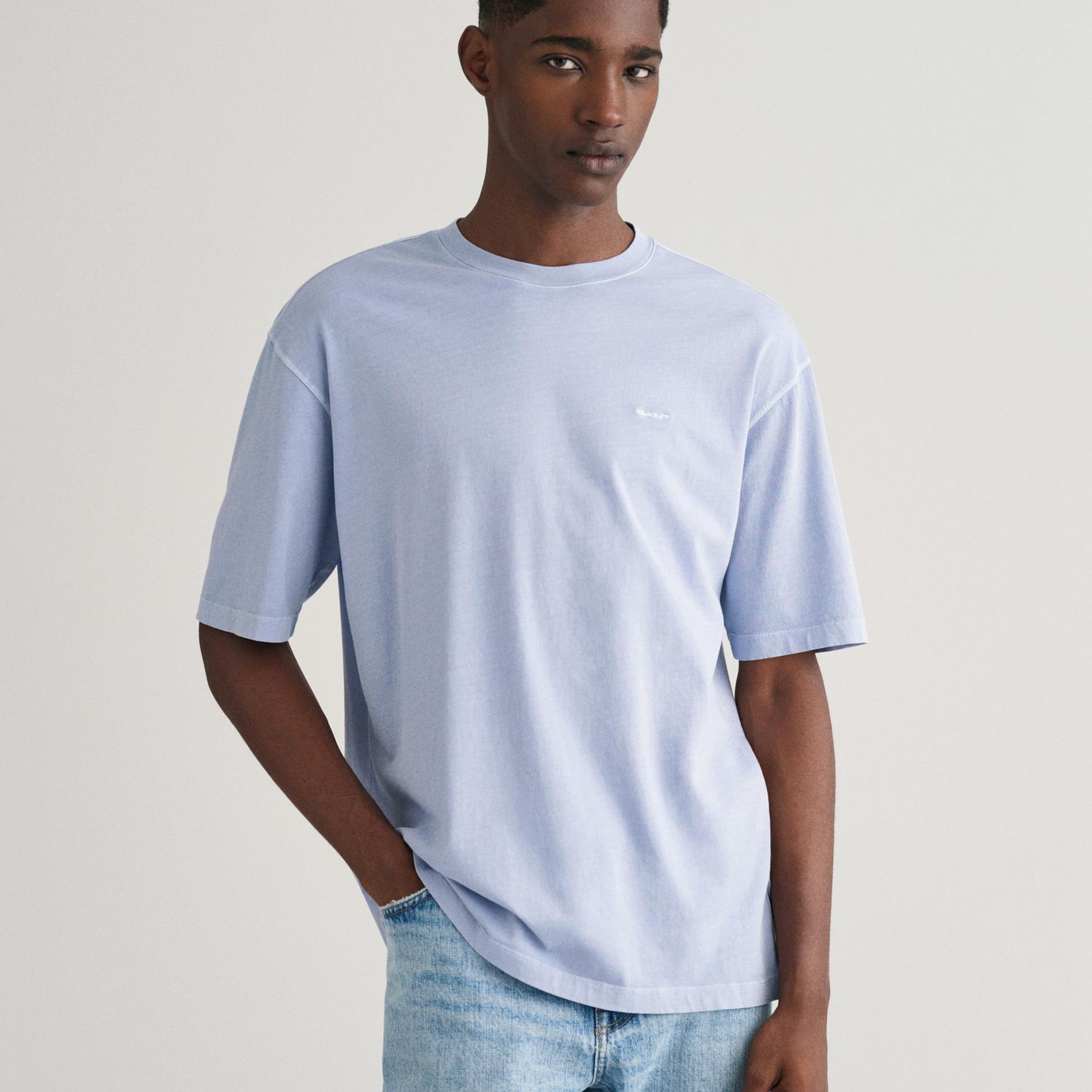 GANT Erkek Mavi Relaxed Fit Bisiklet Yaka T-shirt