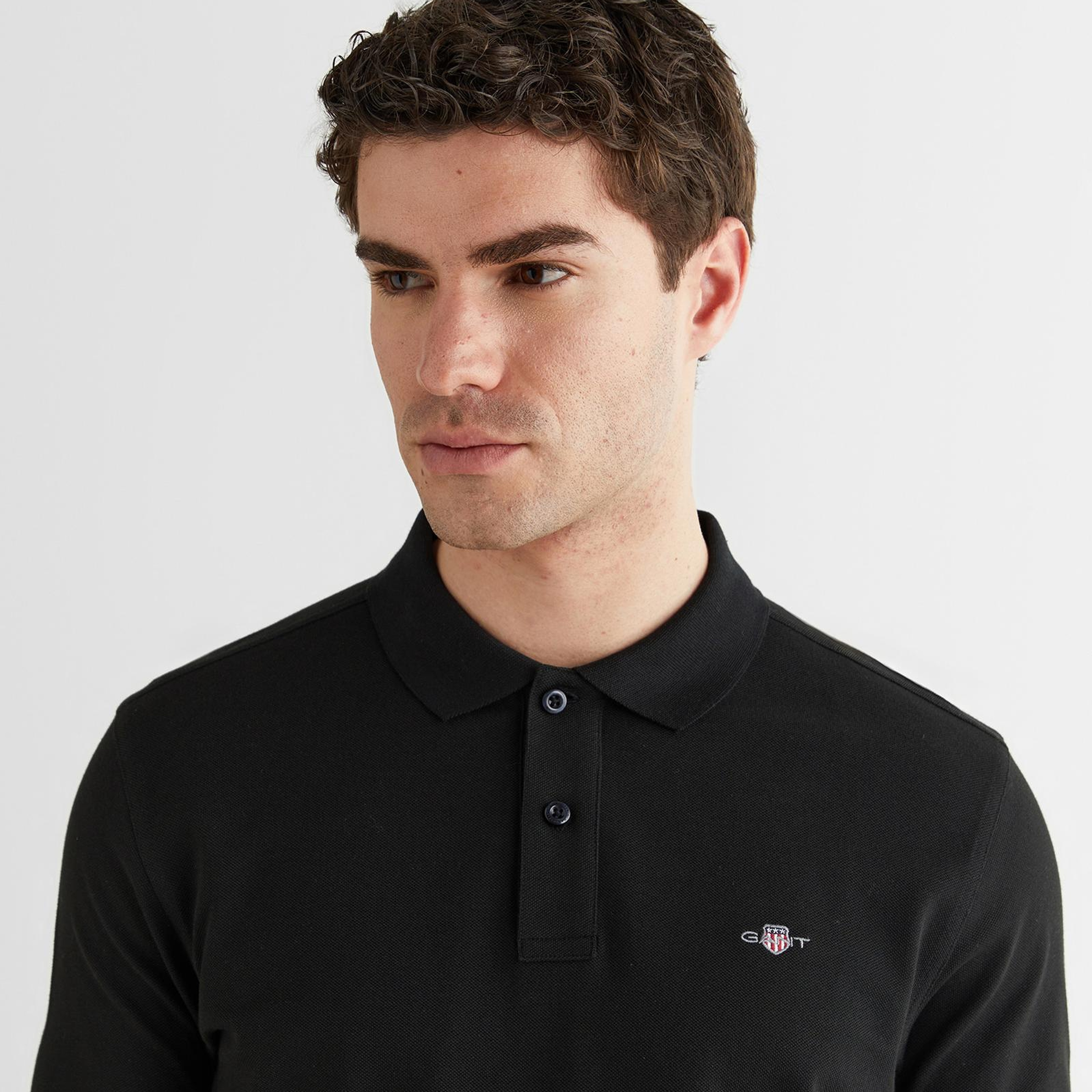 GANT Erkek Siyah Regular Fit Logolu Polo Yaka T-Shirt
