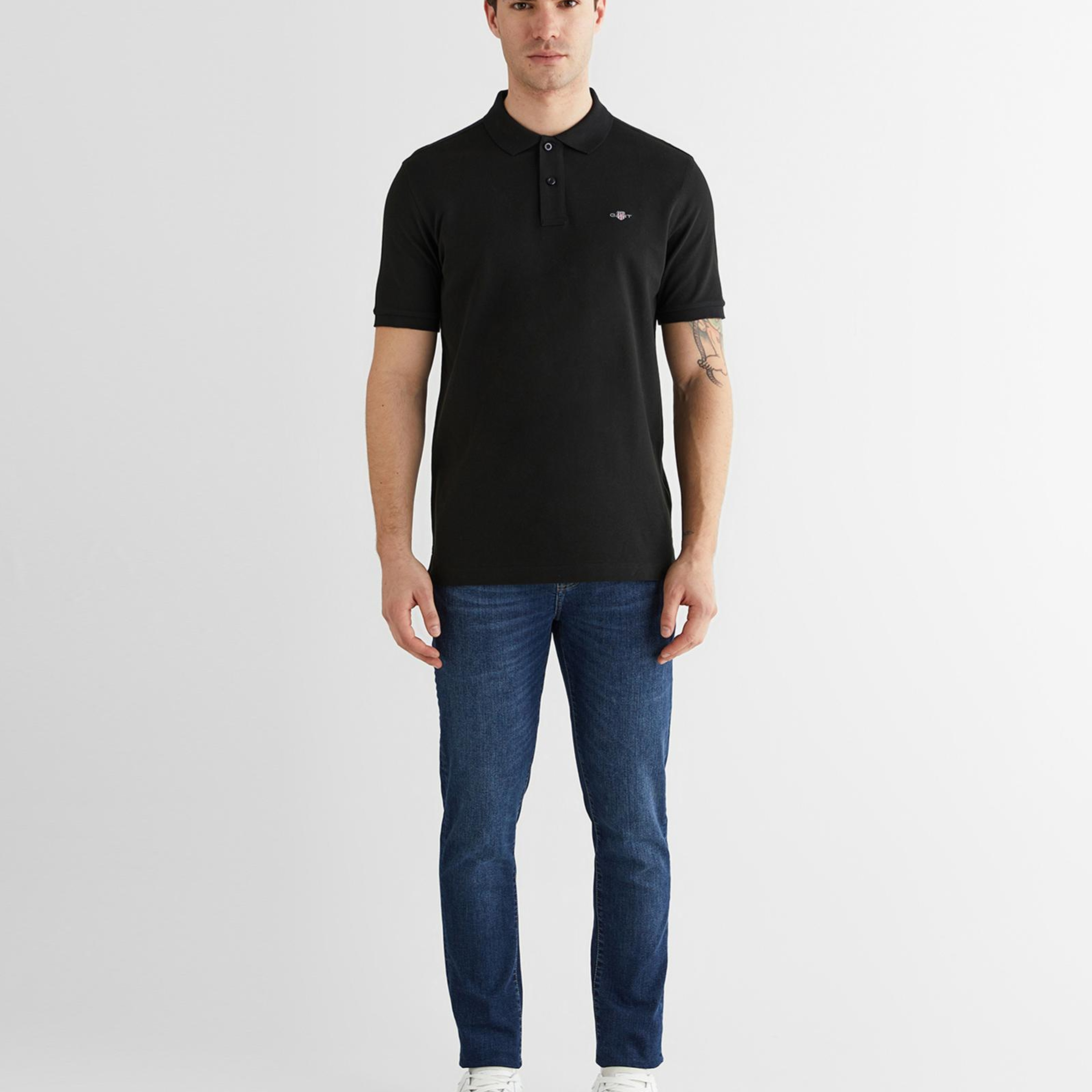 GANT Erkek Siyah Regular Fit Logolu Polo Yaka T-Shirt