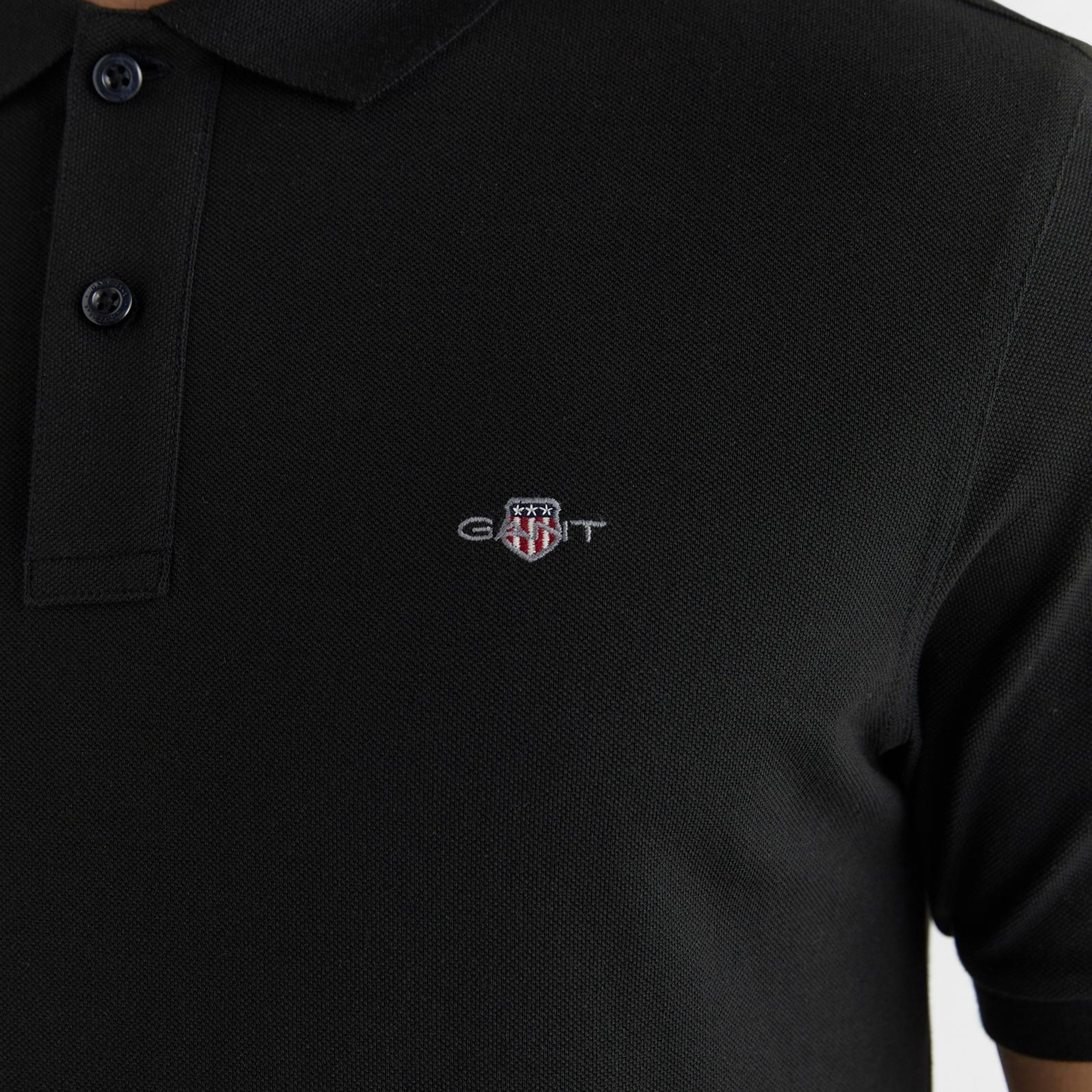 GANT Erkek Siyah Regular Fit Logolu Polo Yaka T-Shirt