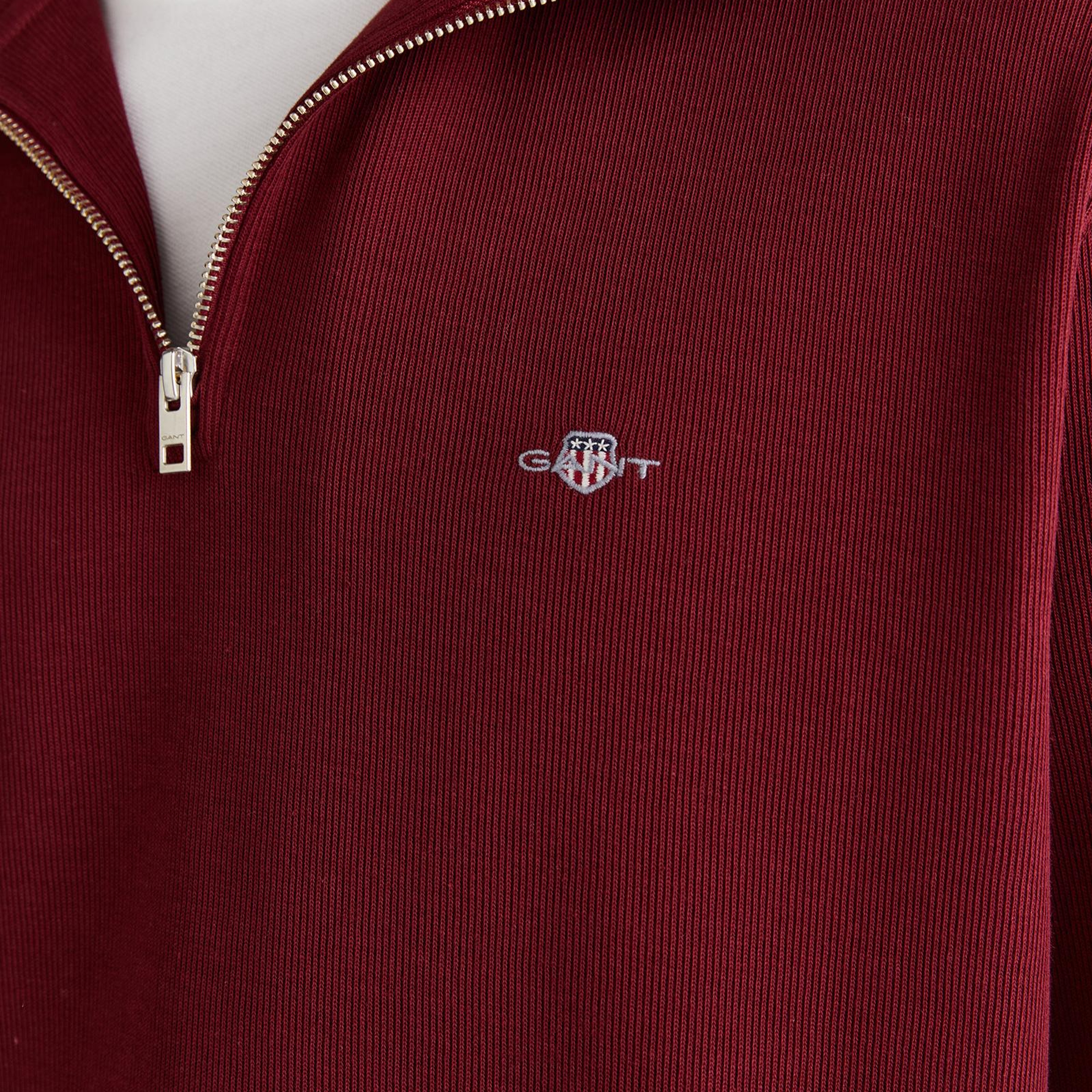 Gant Erkek Bordo Regular Fit Yarım Fermuarlı Sweatshirt