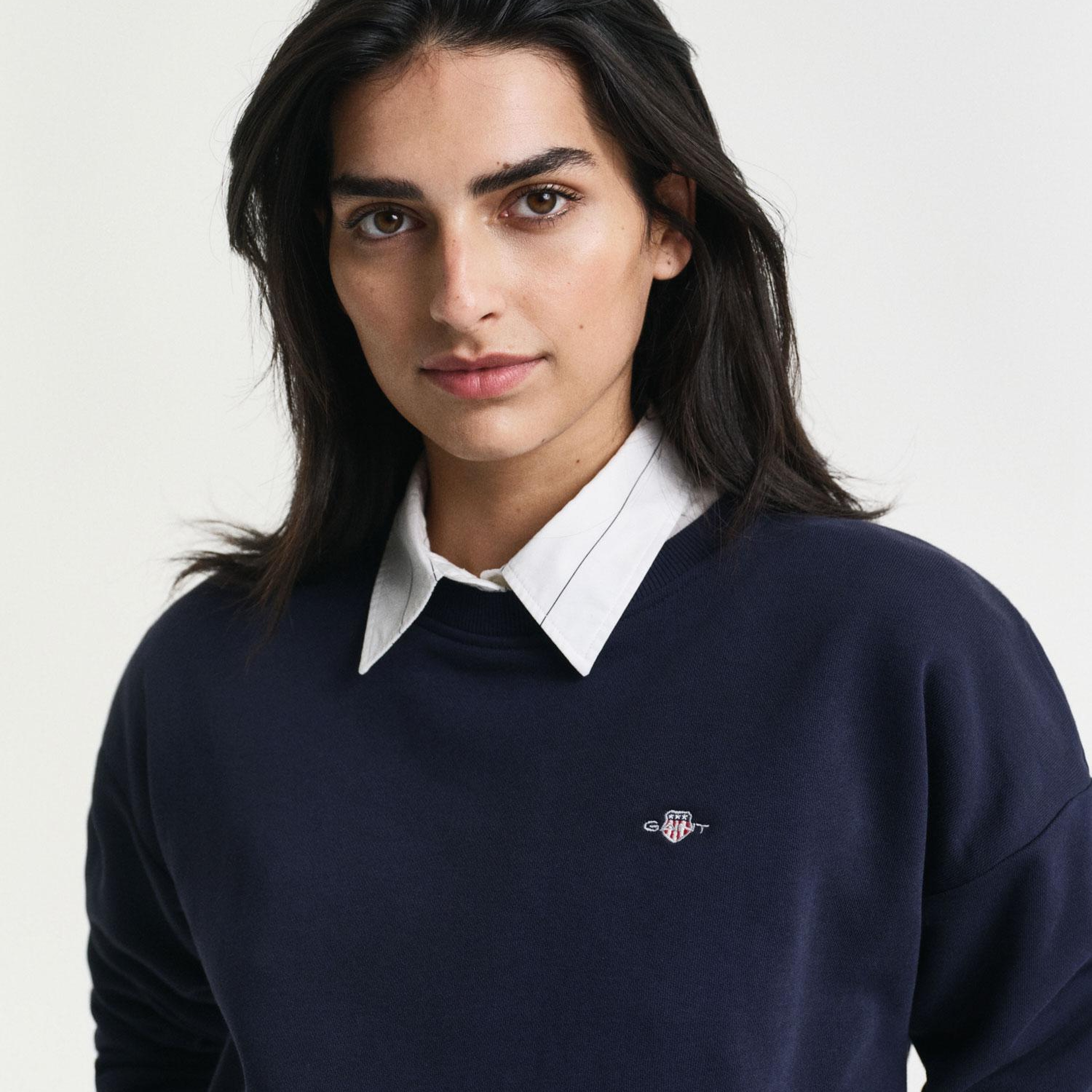 GANT Kadın Lacivert Relaxed Fit Bisiklet Yaka Sweatshirt