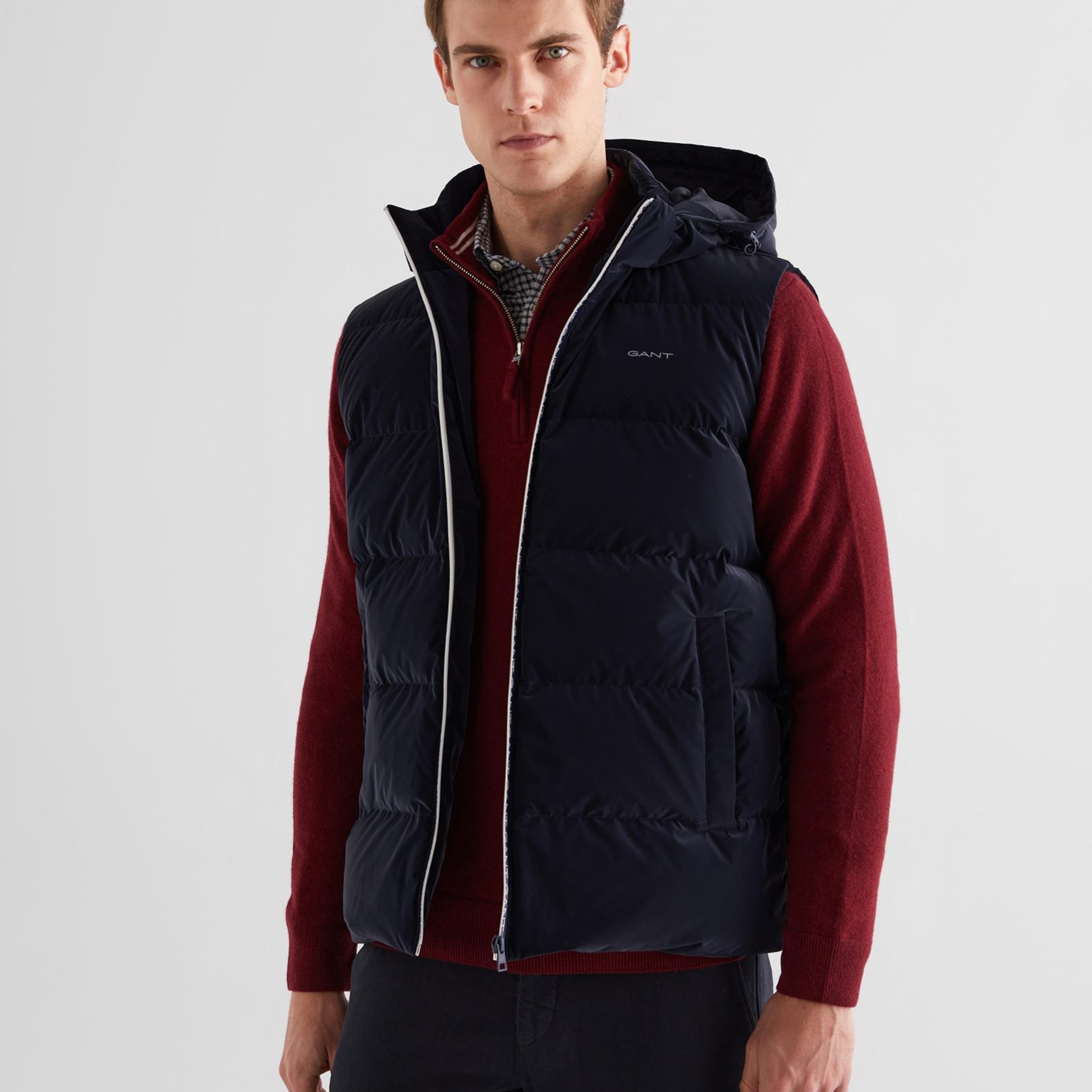 GANT Erkek Lacivert Kapüşonlu Yelek