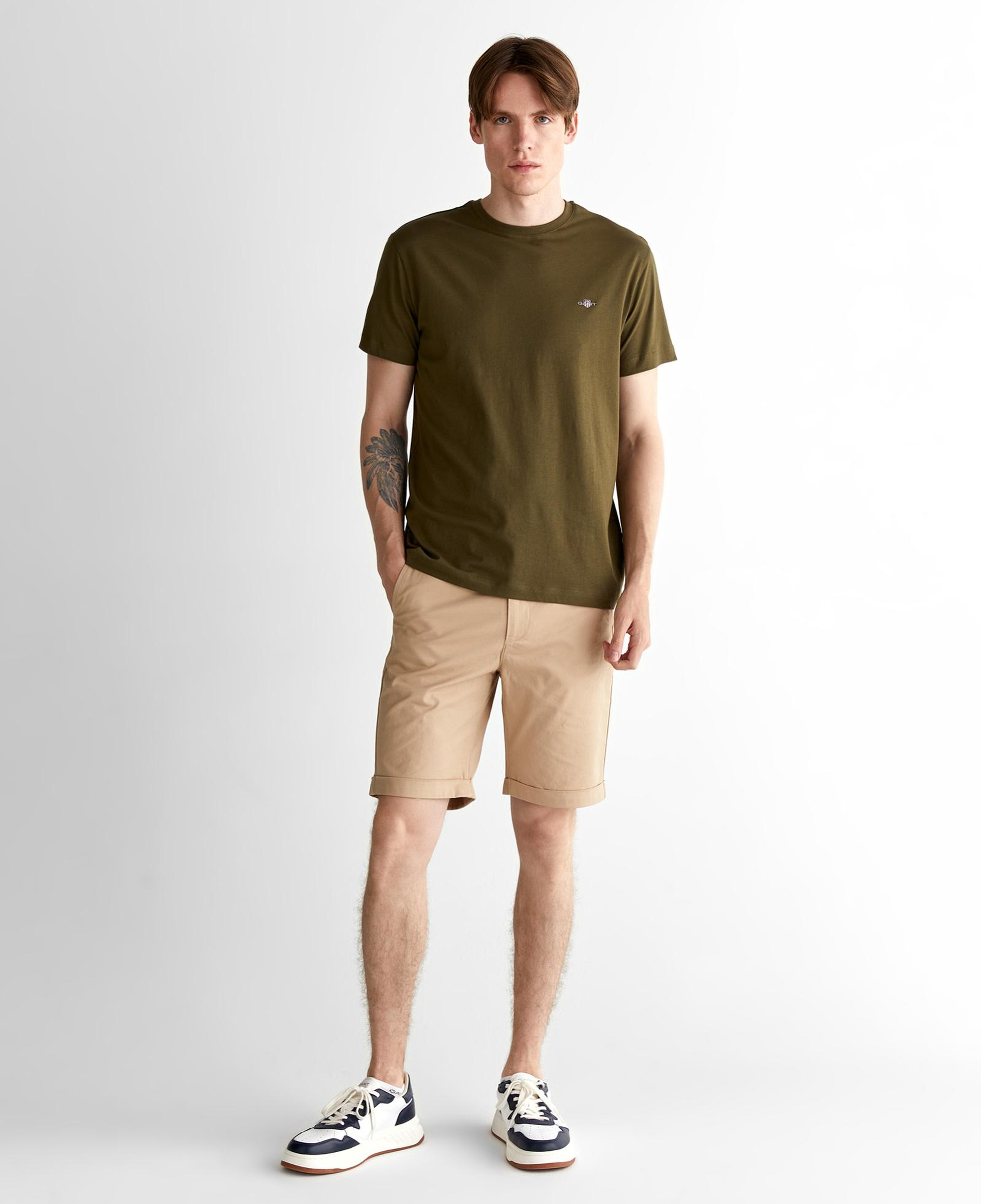 GANT Erkek Yeşil Regular Fit Bisiklet Yaka T-Shirt