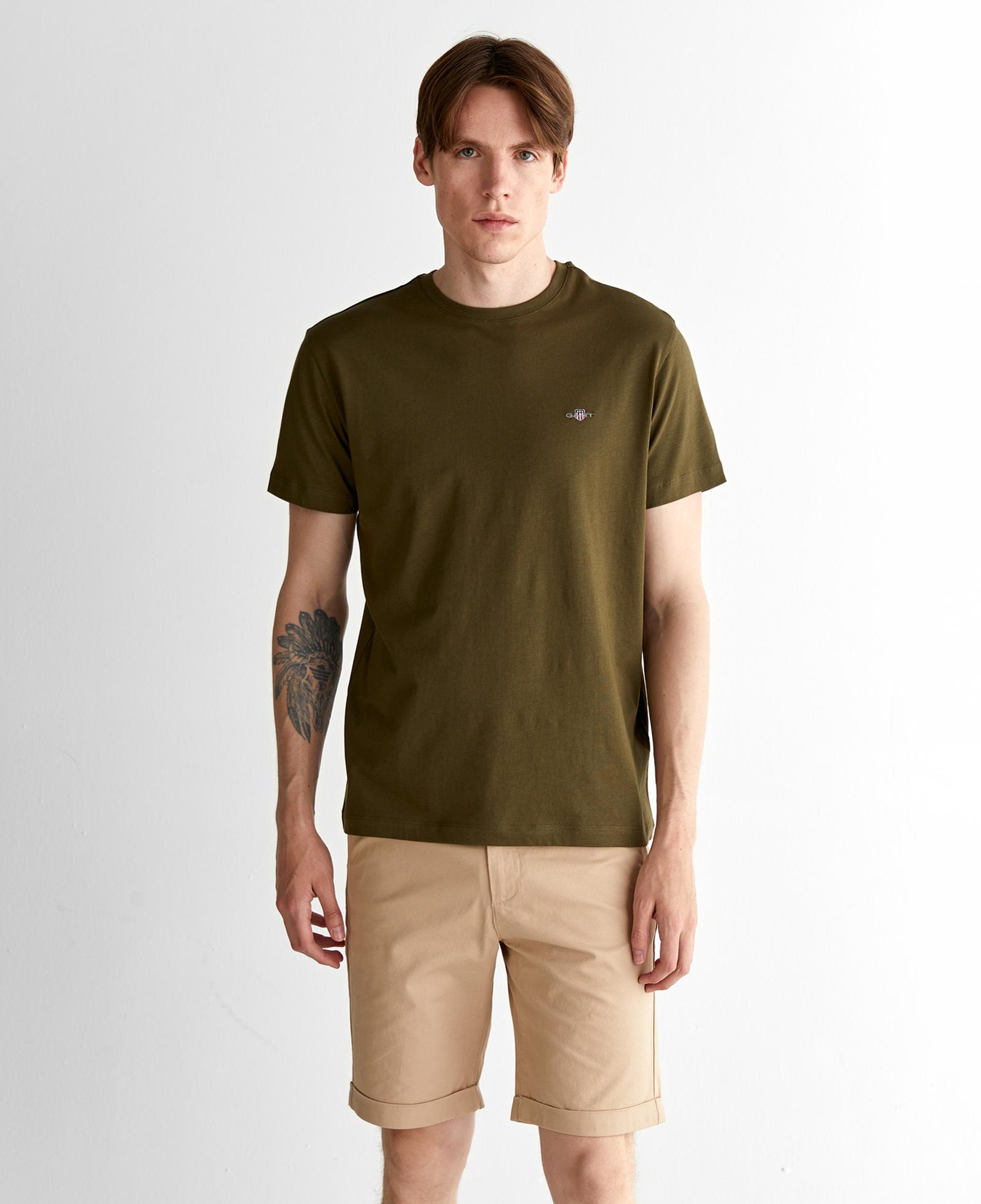 GANT Erkek Yeşil Regular Fit Bisiklet Yaka T-Shirt