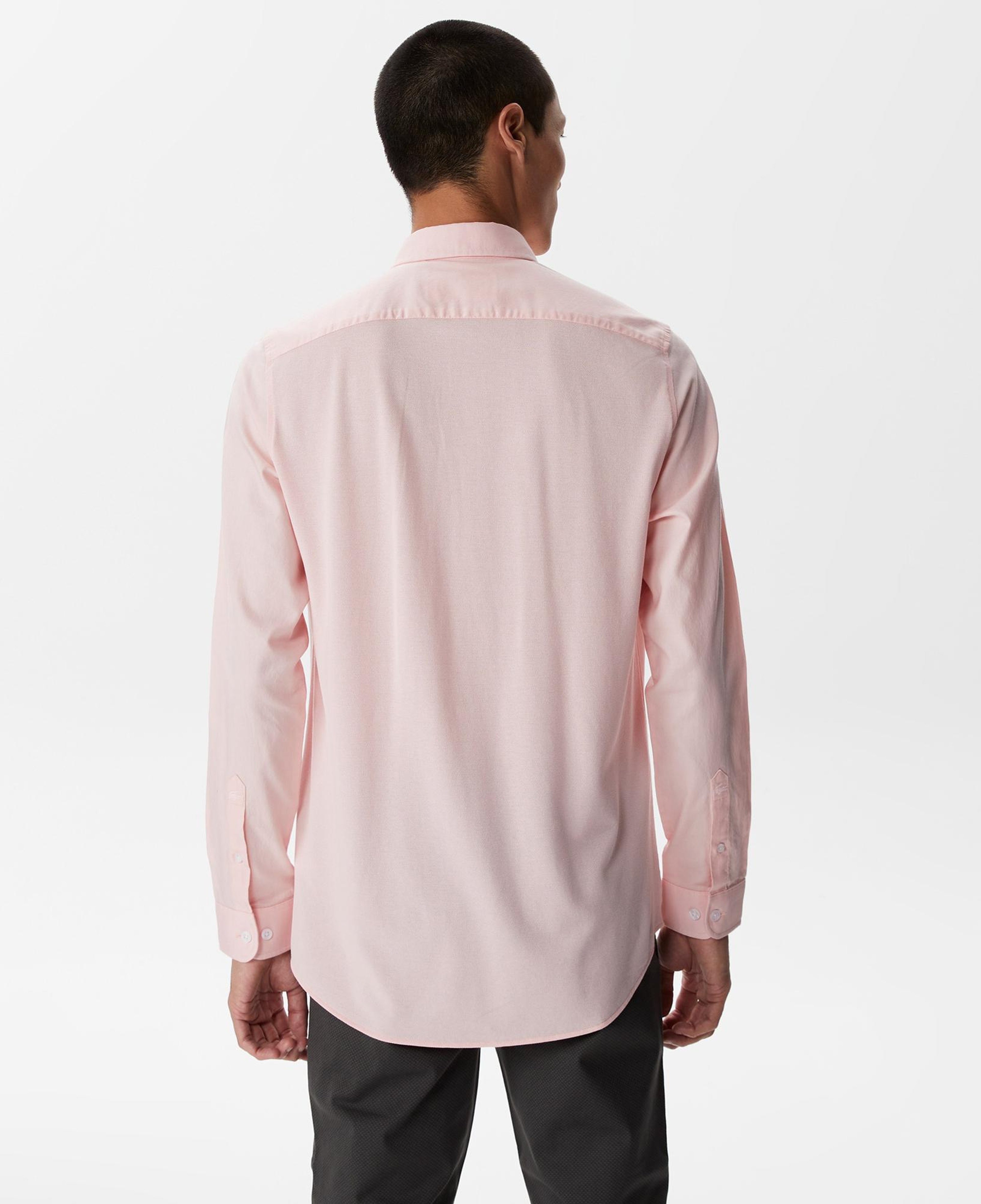 Erkek Slim Fit Düğmeli Yaka Pembe Gömlek