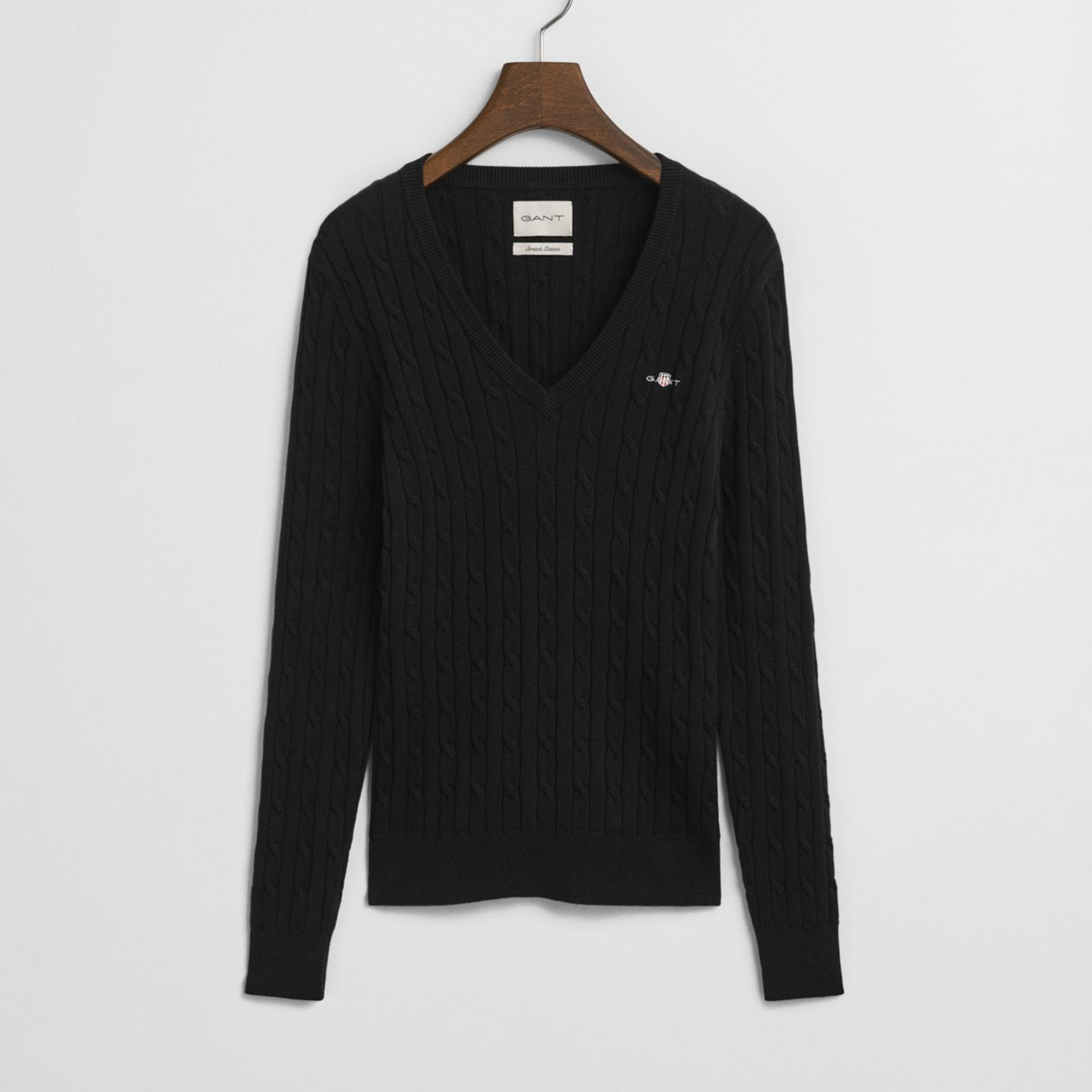 GANT Kadın Siyah Slim Fit V Yaka Kazak