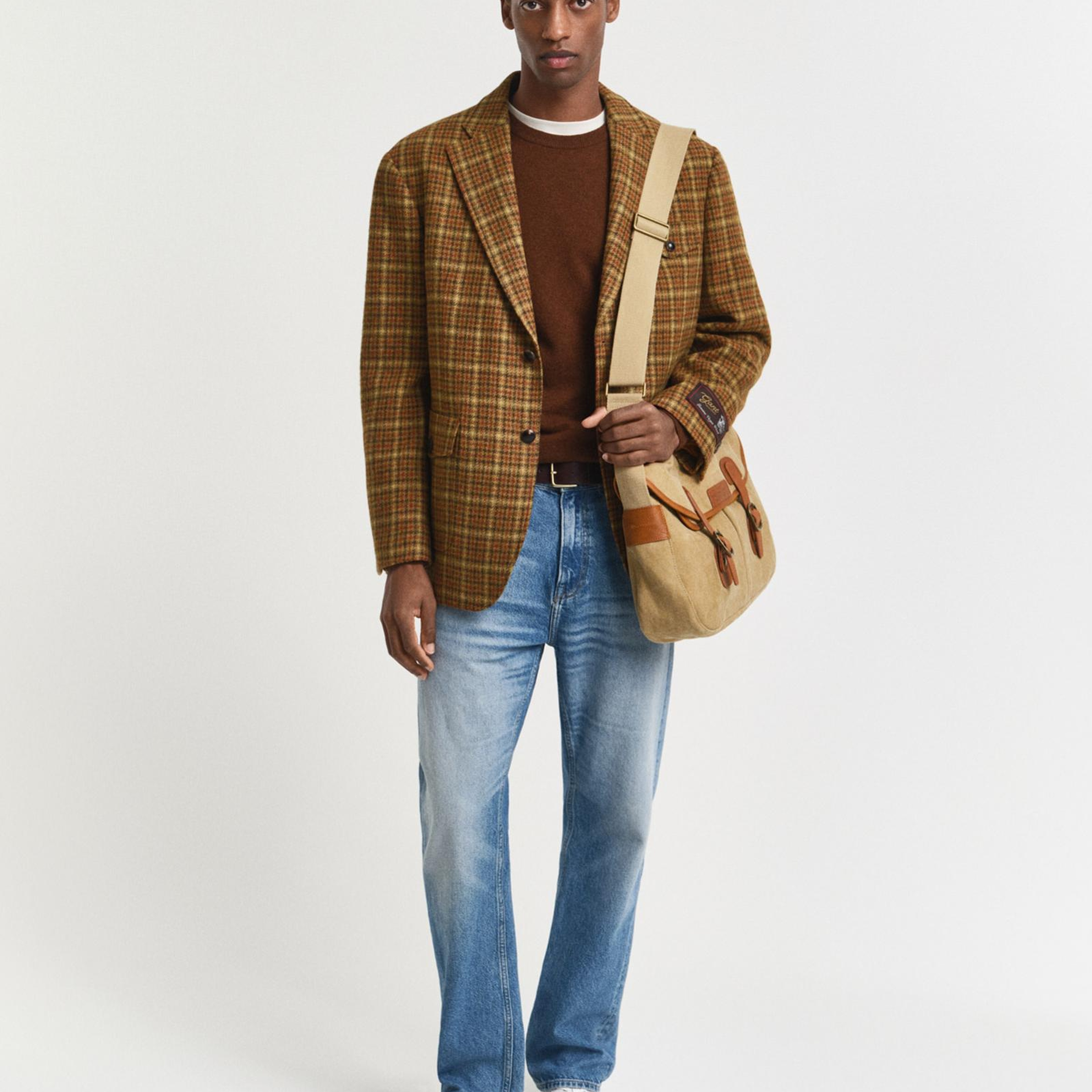 GANT Erkek Kahverengi Regular Fit Bisiklet Yaka Yün Kazak