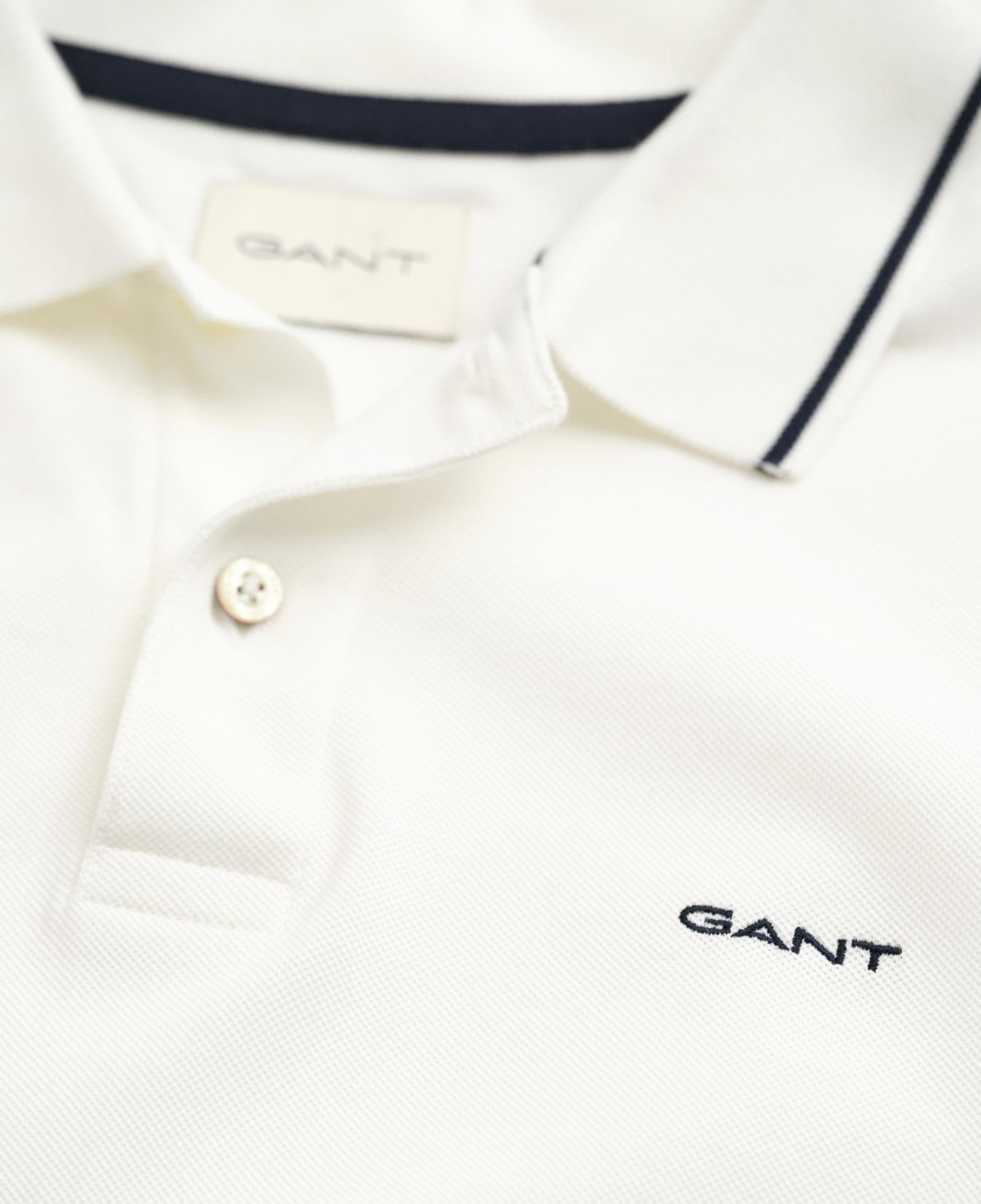GANT Erkek Beyaz Regular Fit Polo Yaka T-Shirt