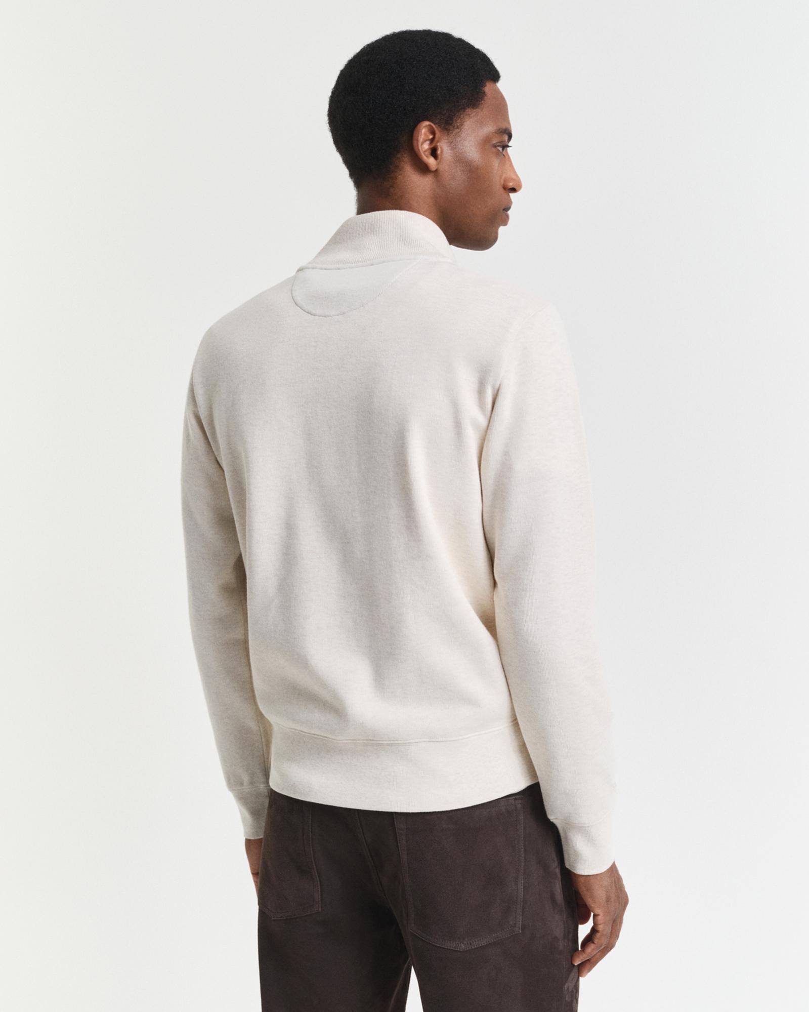 GANT Erkek Krem Regular Fit Yarım Fermuarlı Sweatshirt