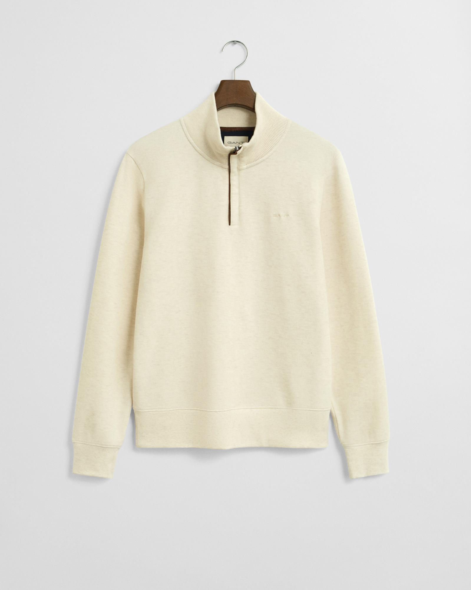 GANT Erkek Krem Regular Fit Yarım Fermuarlı Sweatshirt