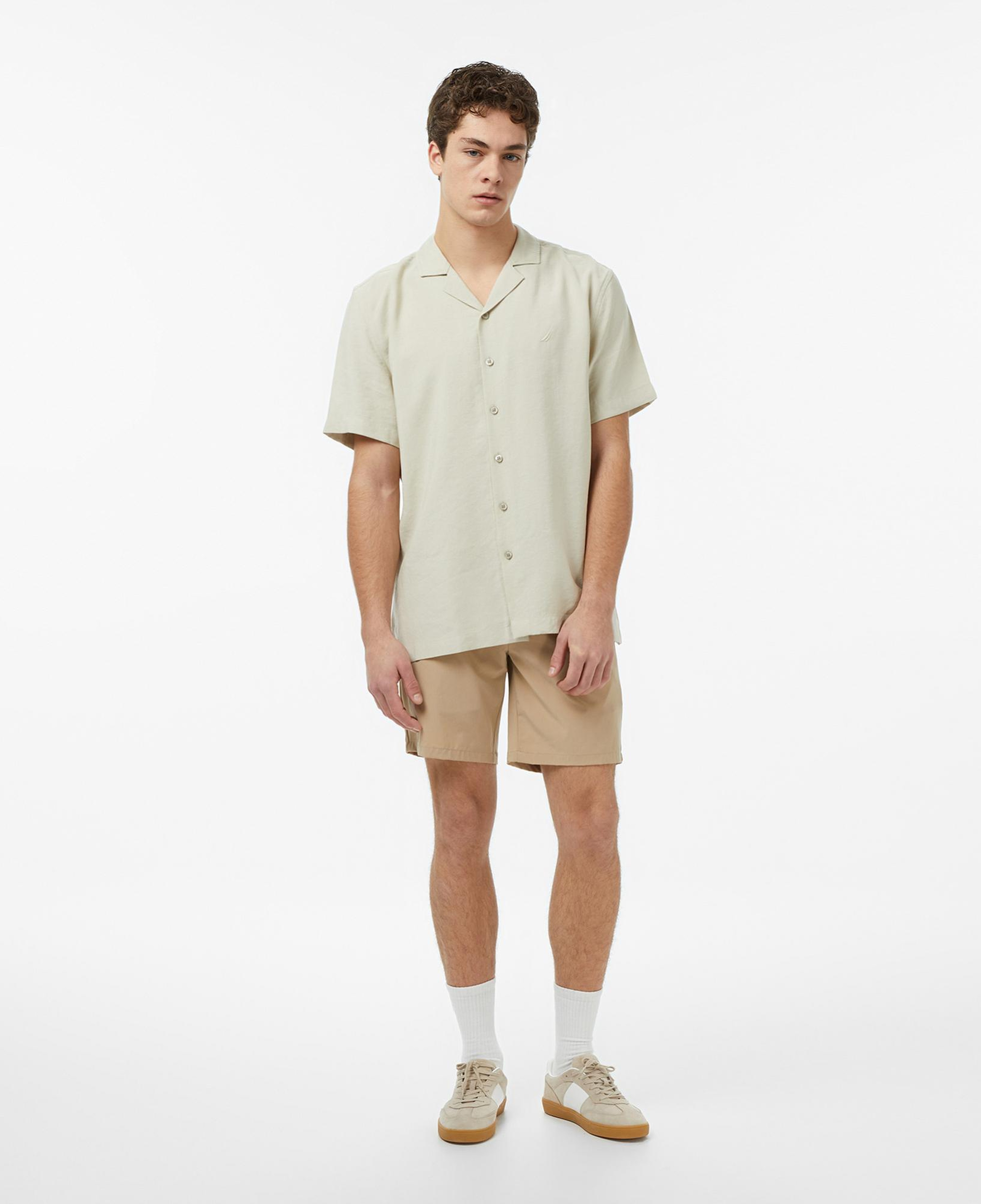 Nautica Erkek Bej Regular Fit Kısa Kollu Gömlek