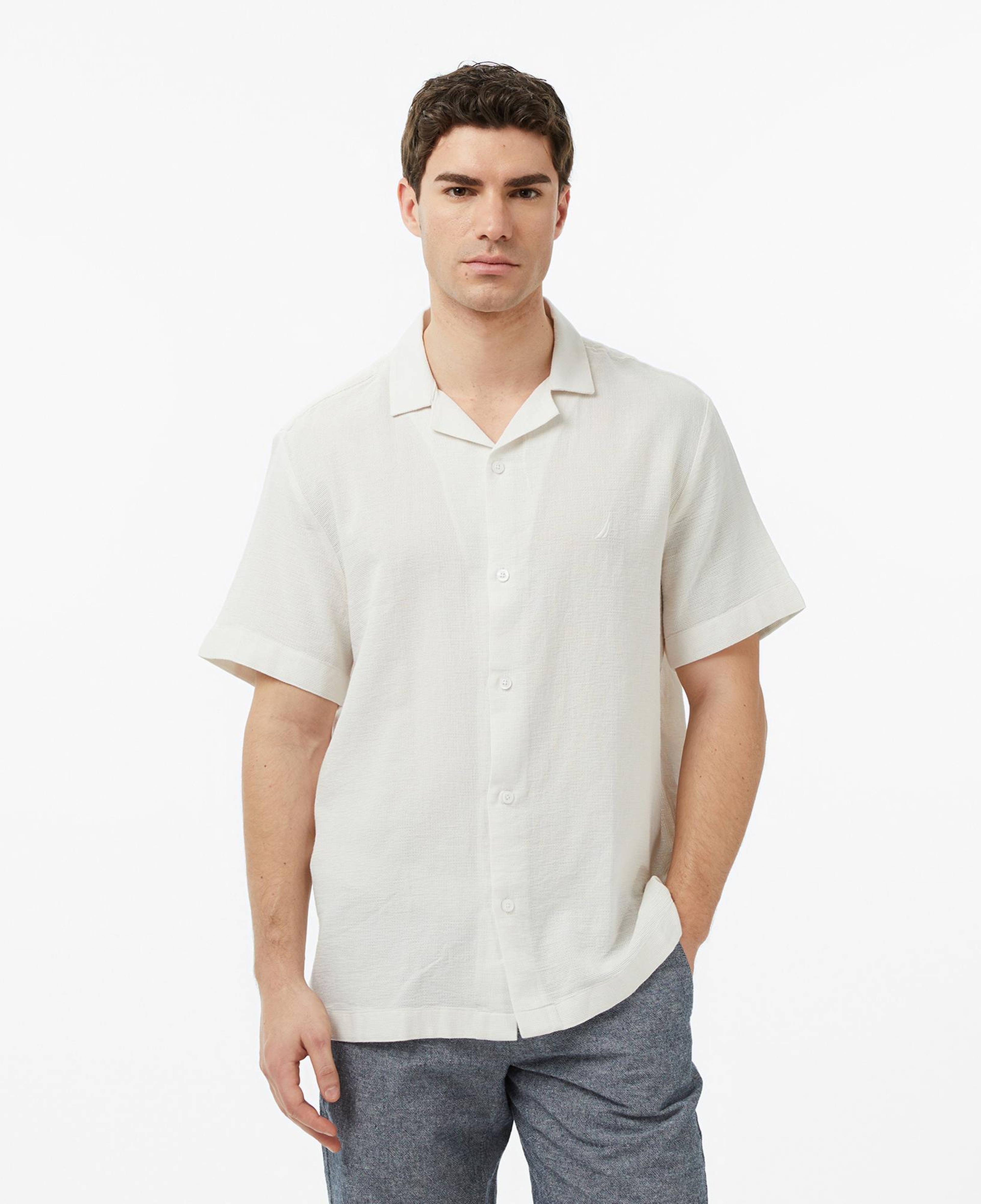 Nautica Erkek Krem Regular Fit Kısa Kollu Gömlek