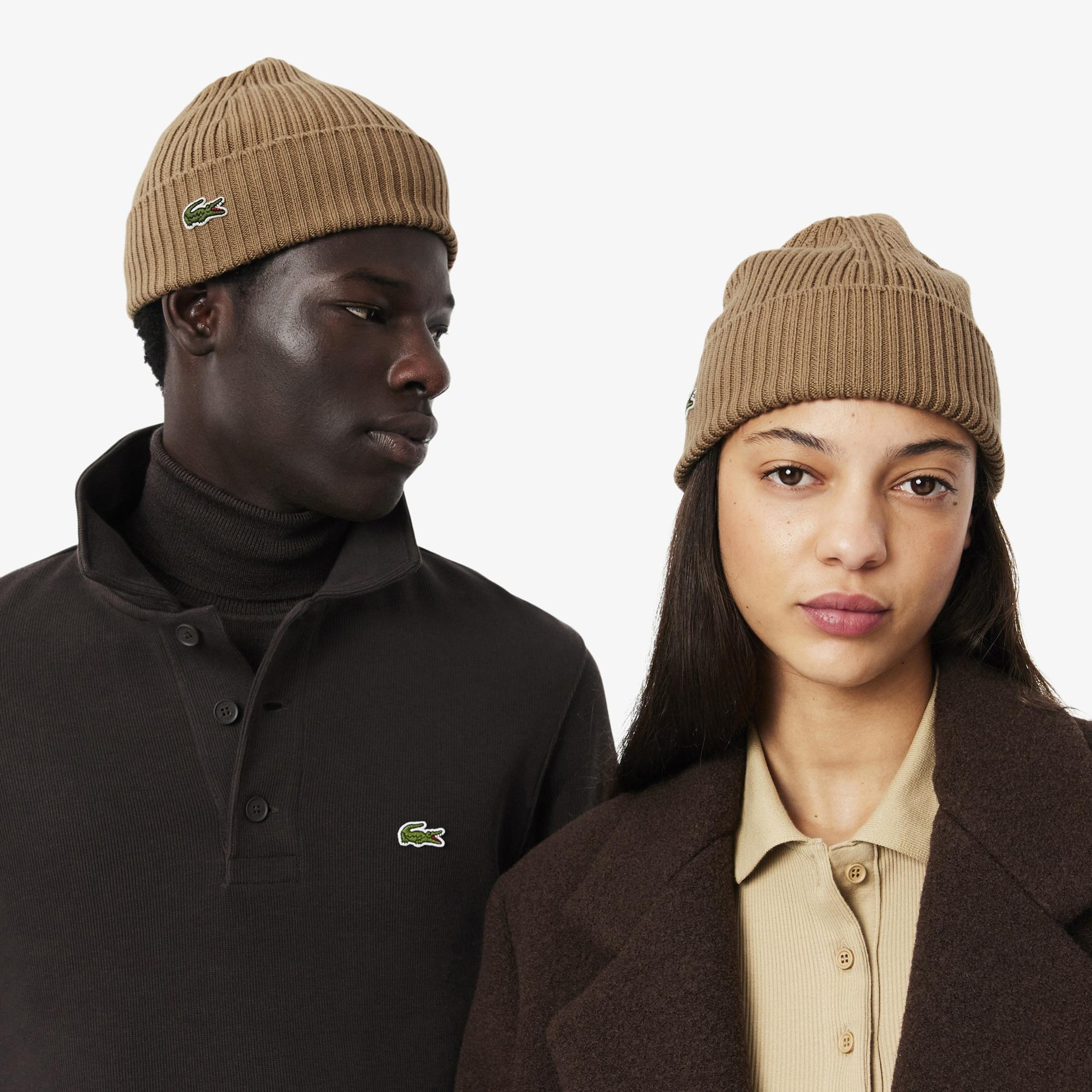 Lacoste Unisex Yün Açık Kahverengi Bere