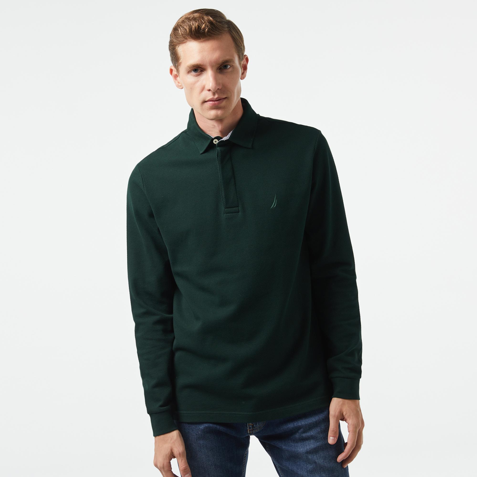 Nautica Erkek Yeşil Slim Fit Uzun Kollu Polo Yaka T-Shirt