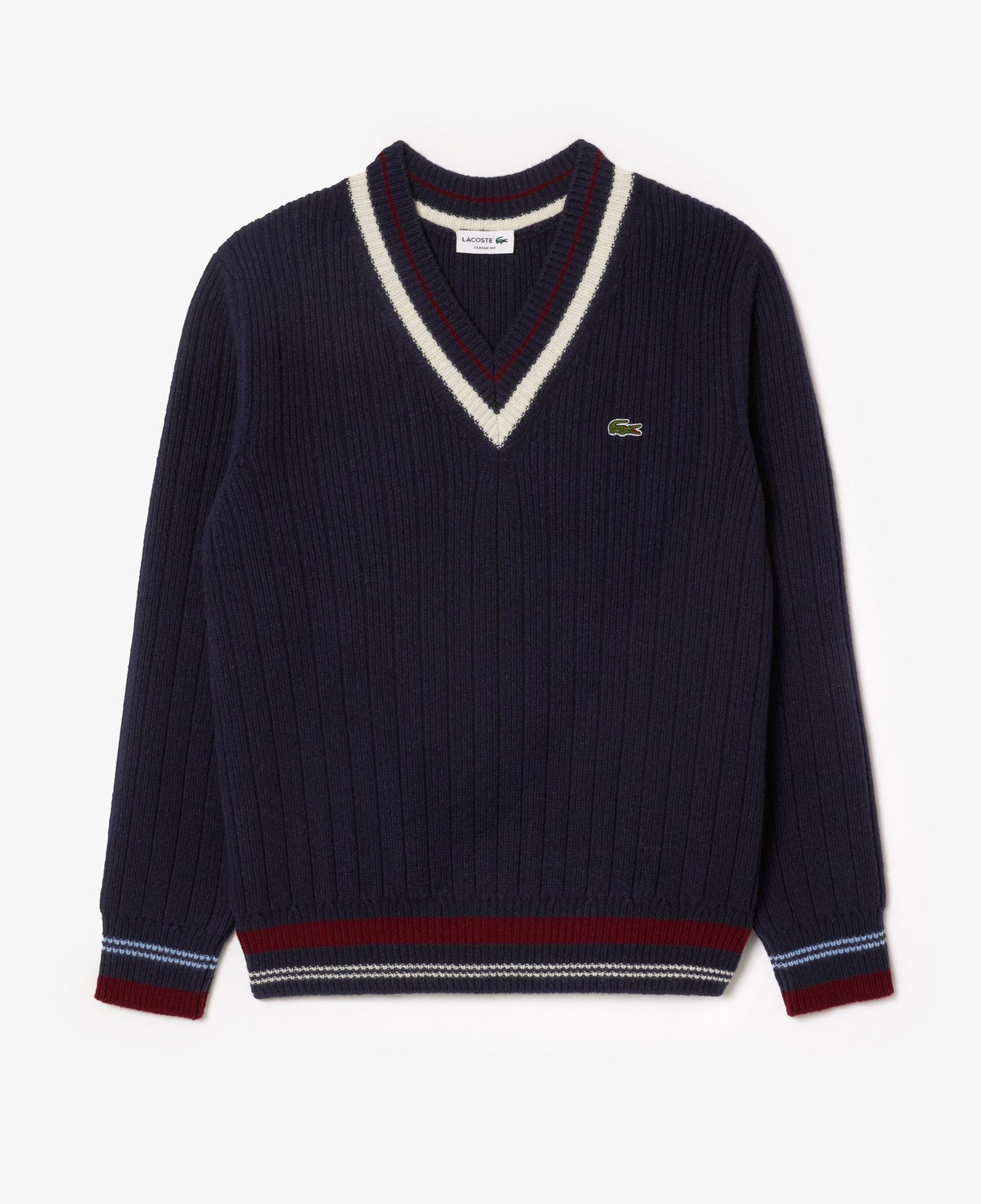 Erkek Classic Fit V Yaka Yün Lacivert Kazak